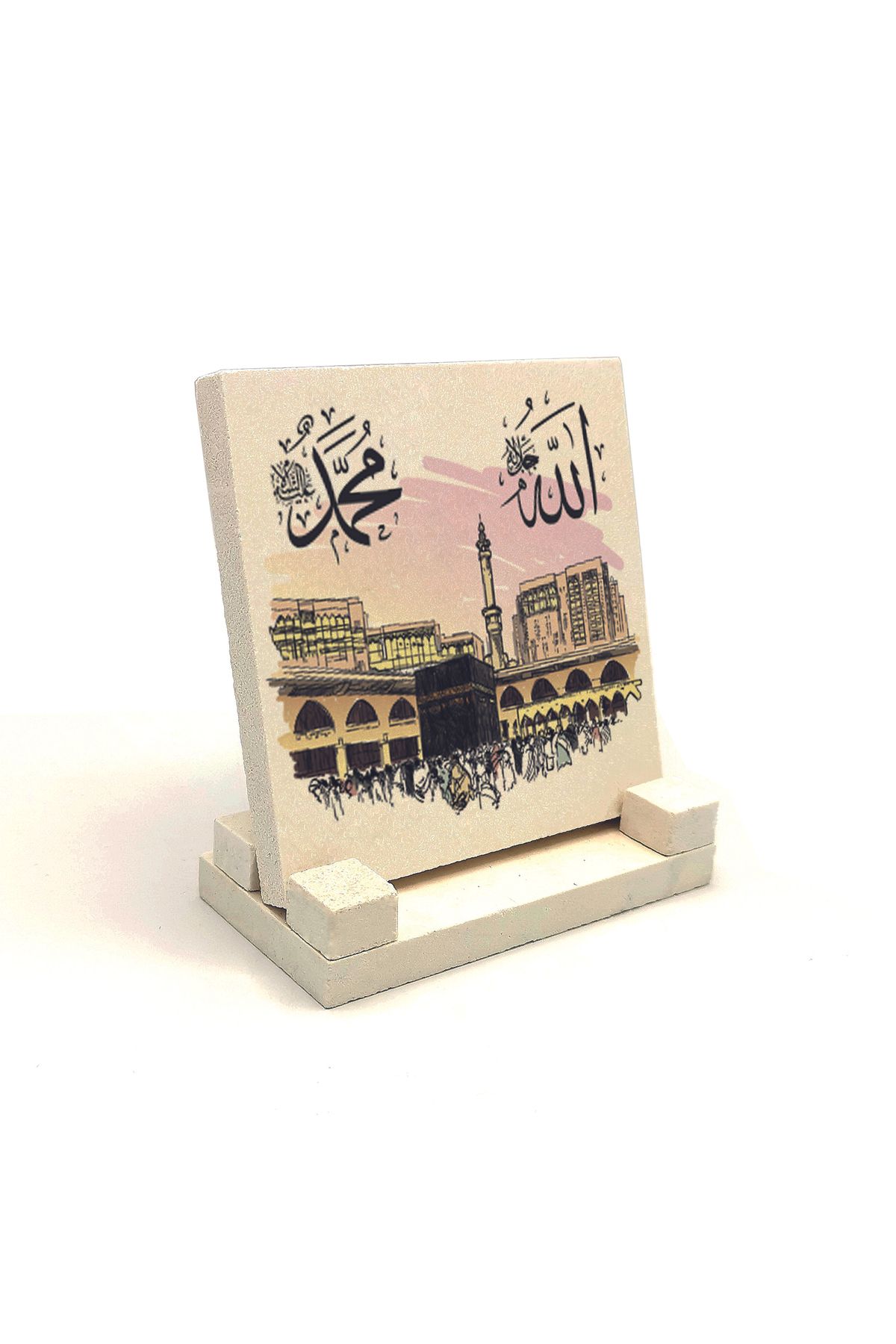 Sadrazam-سطح مكتب من الحجر الطبيعي بطبعة الله والمحمد على صورة شريف الكعبة 10x10 Kh-201 3