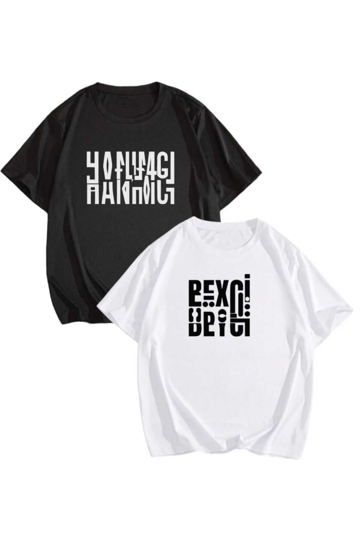 PERISENSE Unisex Femei Bărbați Ma'am Beyci Imprimat Lover Cuplu Combinație De Tricouri Oversize Set De 2 Unisex - S/L