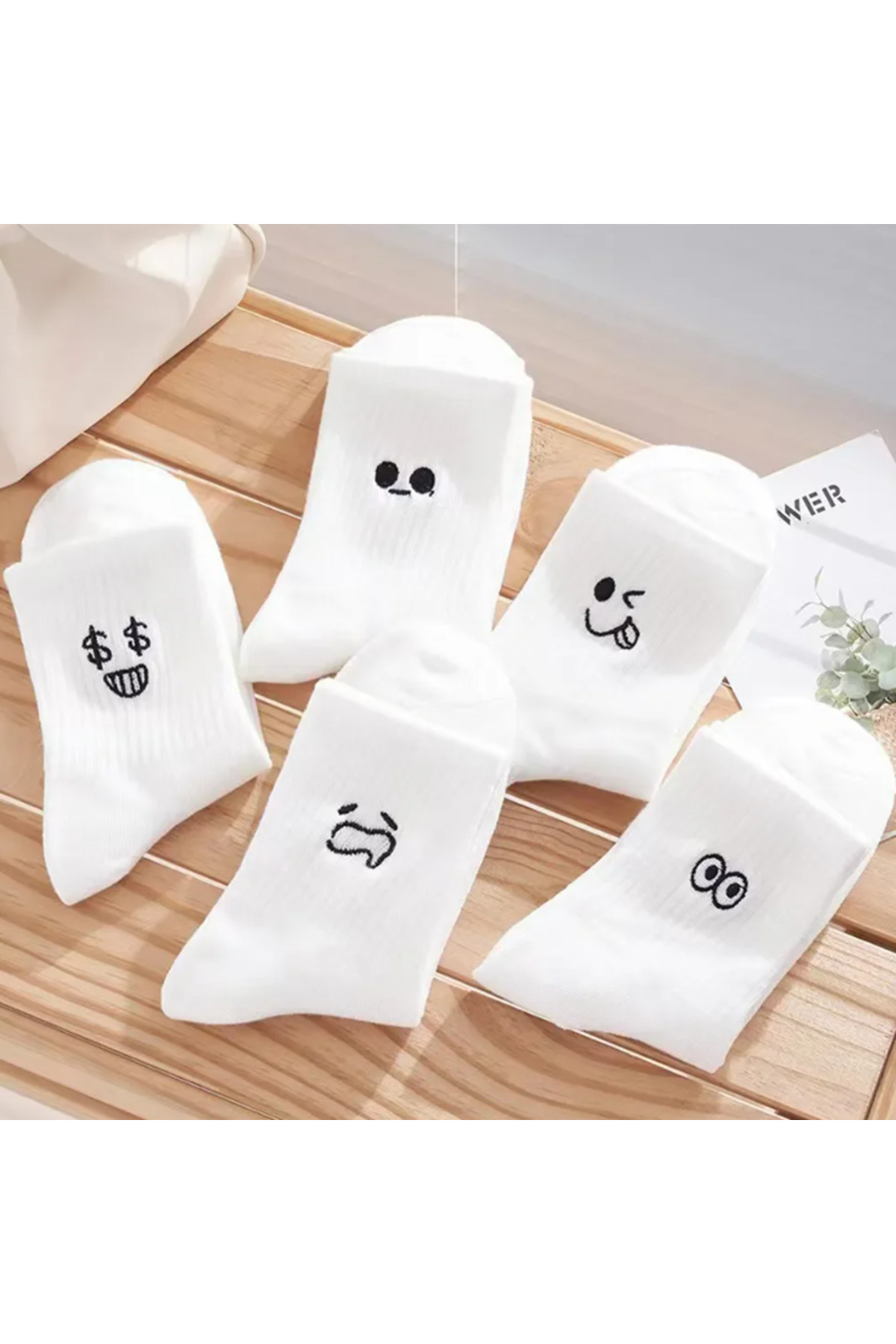 Askıdan Sepete 5 ζευγάρια χαριτωμένες κάλτσες έκφρασης προσώπου