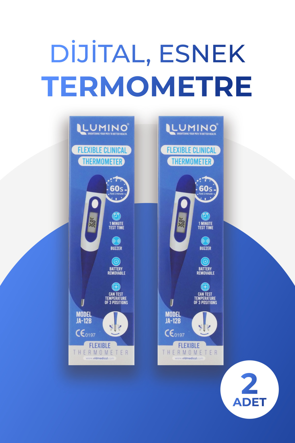Vld Lumino Lumino Dijital Esnek Ateş Ölçer 2 Adet Koltuk Altı, Ağızdan Ve Rektal Termometre