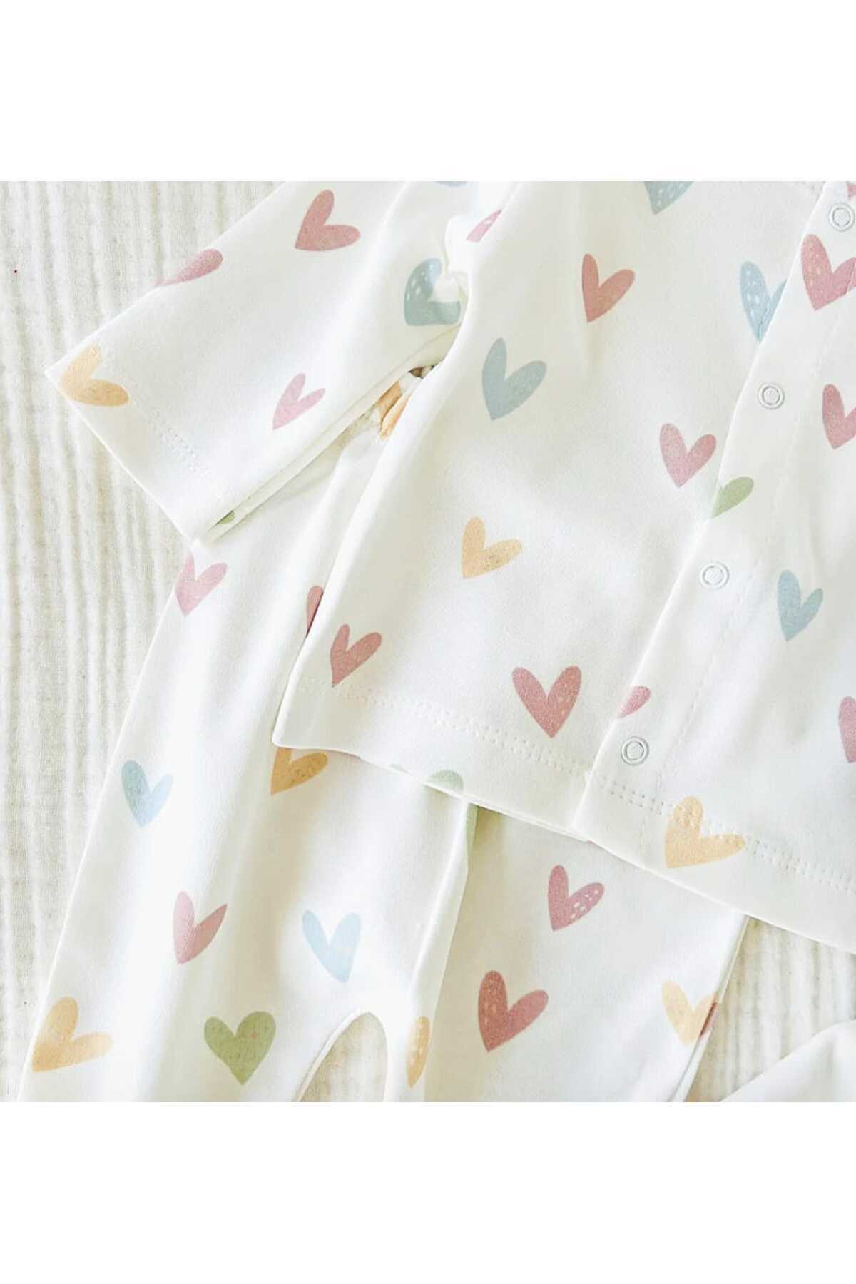 Wity Baby Kız Bebek Kalp Desenli 5li Yenidoğan Hastane Çıkışı Seti fotoğrafı 5 (önizleme)