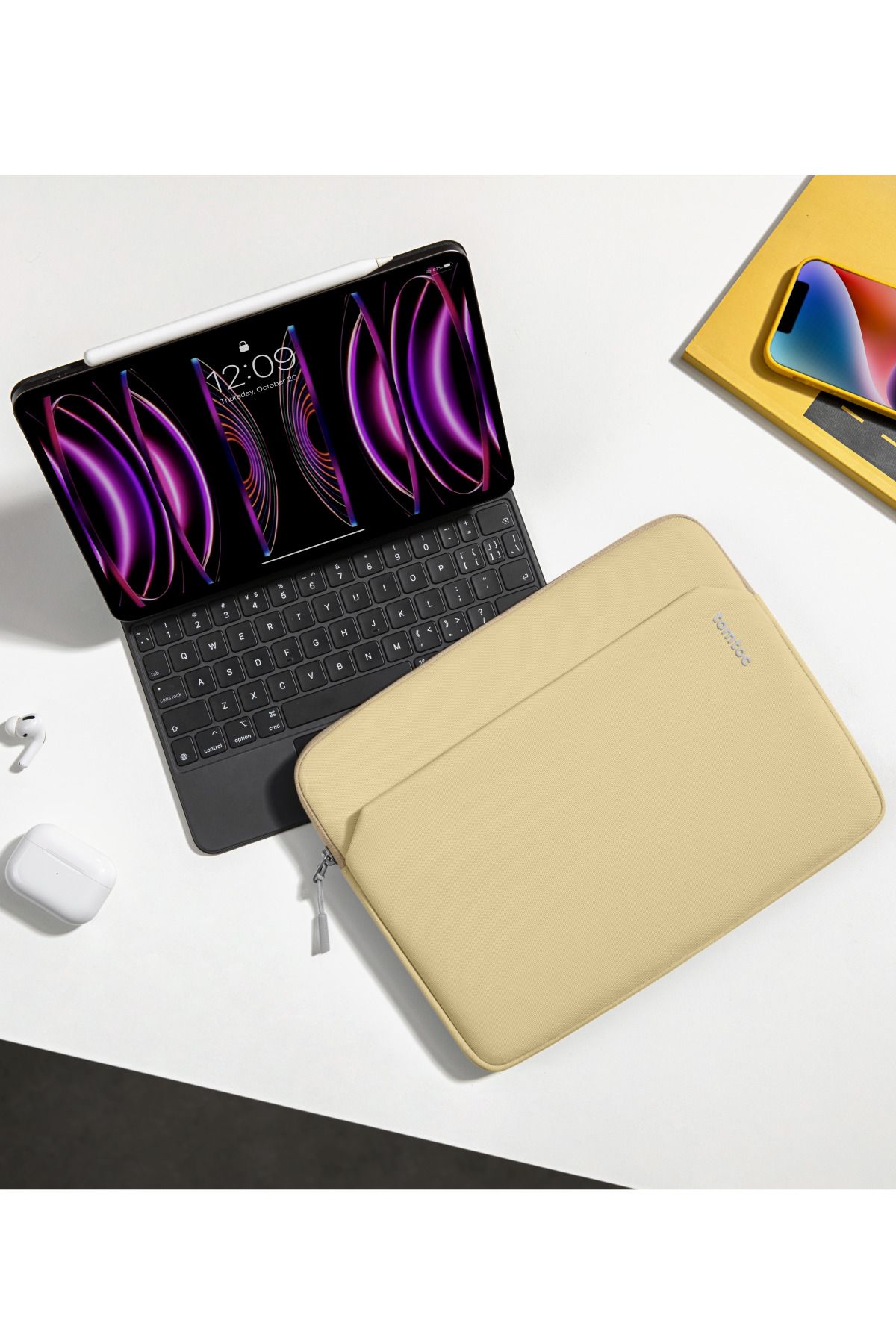 کیف نوت بوک زرد سریال سبک ضد آب 11 اینچ IPAD PC CASE Tomtoc