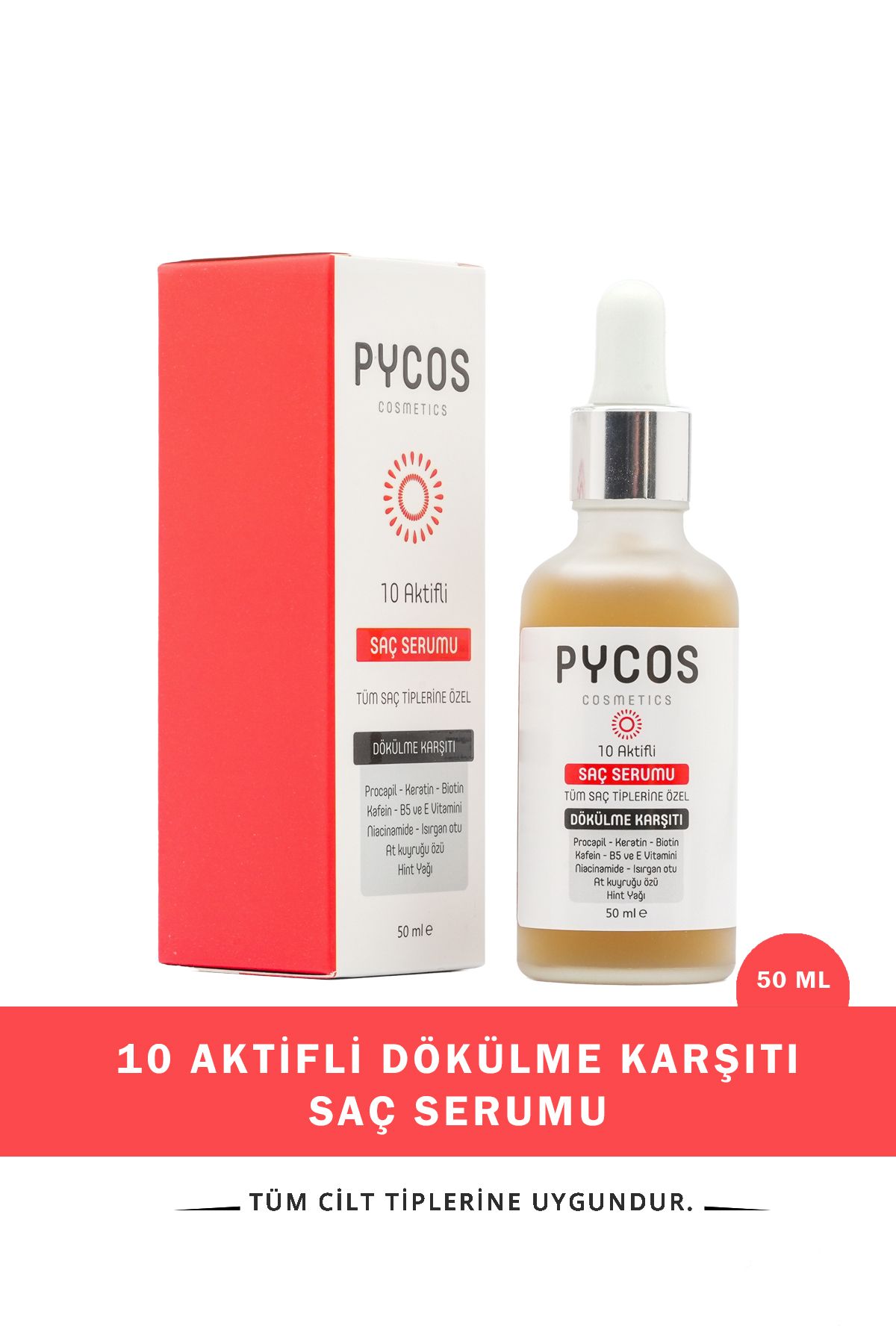 سرم ترمیم کننده-تقویت کننده مراقبت از موهای آسیب دیده و ریزش شده با 10 ماده 50 میلی لیتری PYCOS COSMETICS