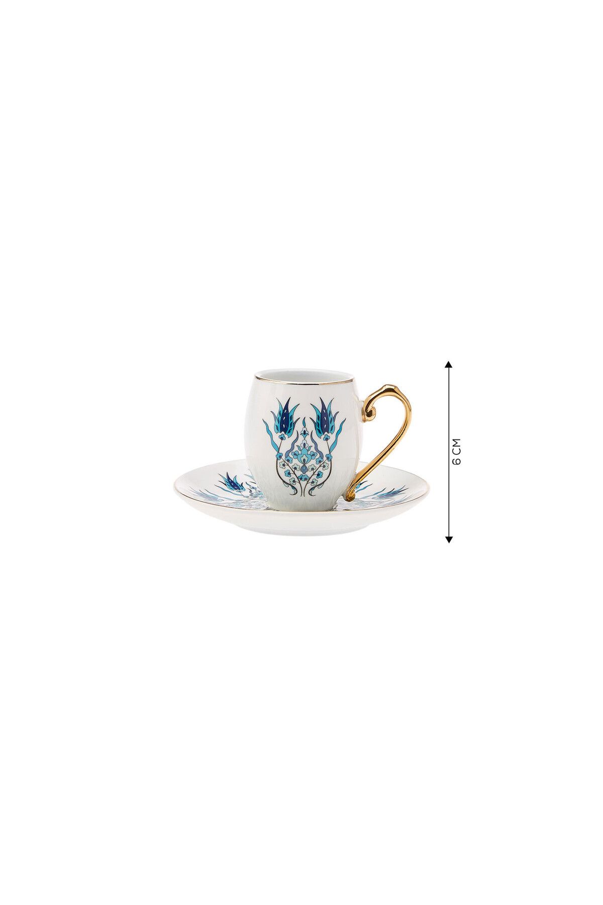 Karaca-Iznik Kaffeeservice für 6 Personen -12 teilig, Traditionelles türkisches Kaffeetassen-Set mit Unter 4