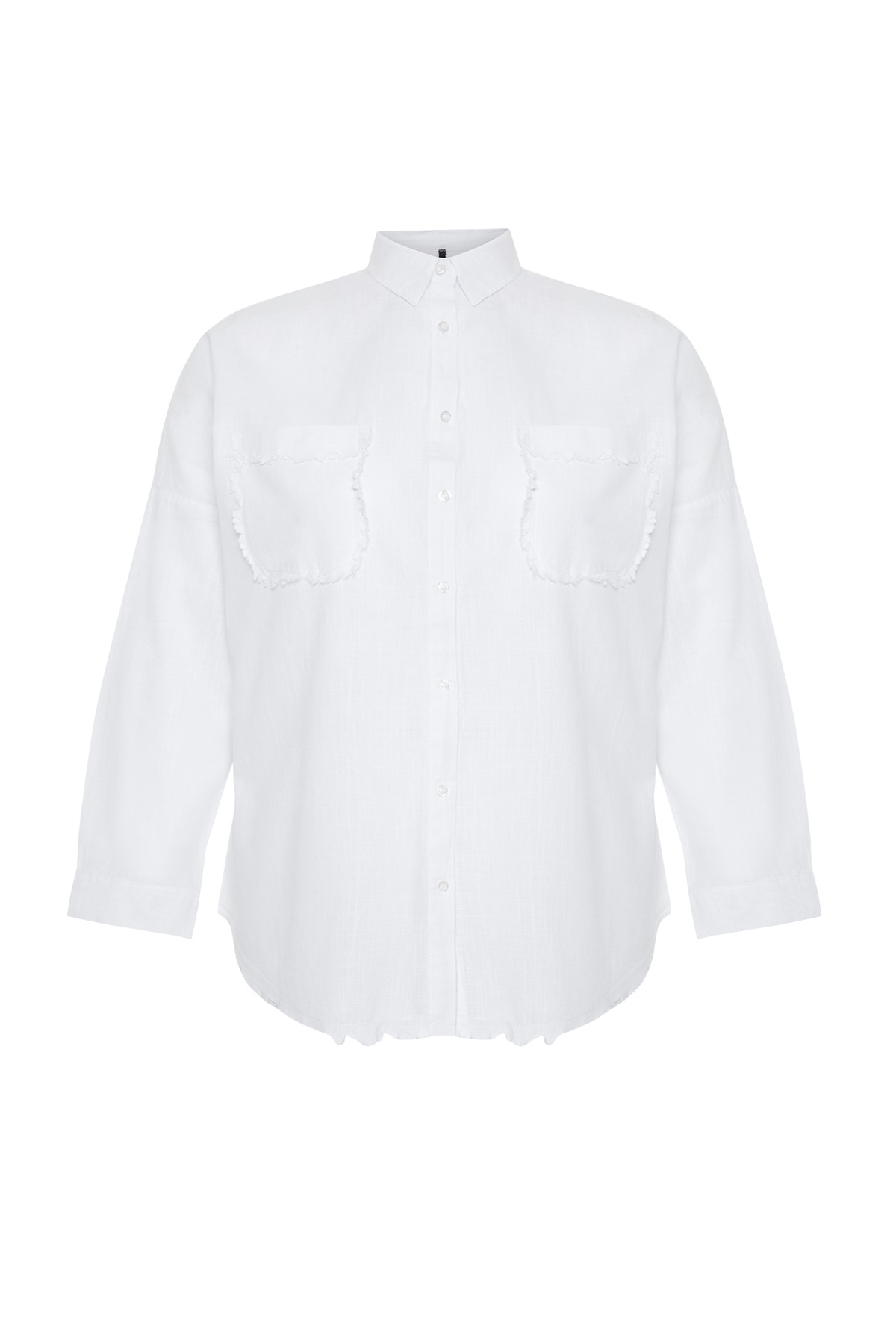 Trendyol Curve-White 100% Cotton Double Pocket Half Sleeve Woven Tunic Tbbss24Ax00023 7