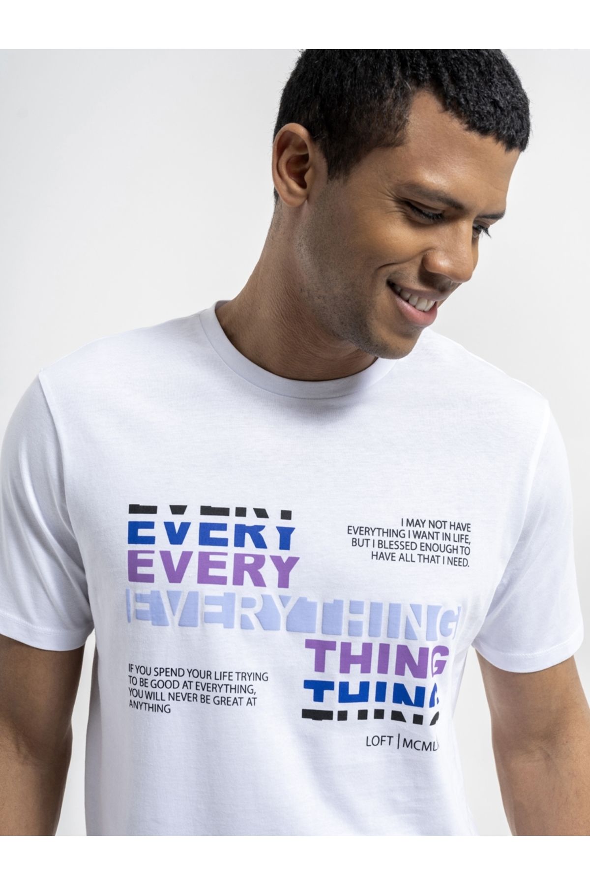 تی شرت سفید مردانه Tshirt C.Kol 5788+ معمولی مناسب Loft
