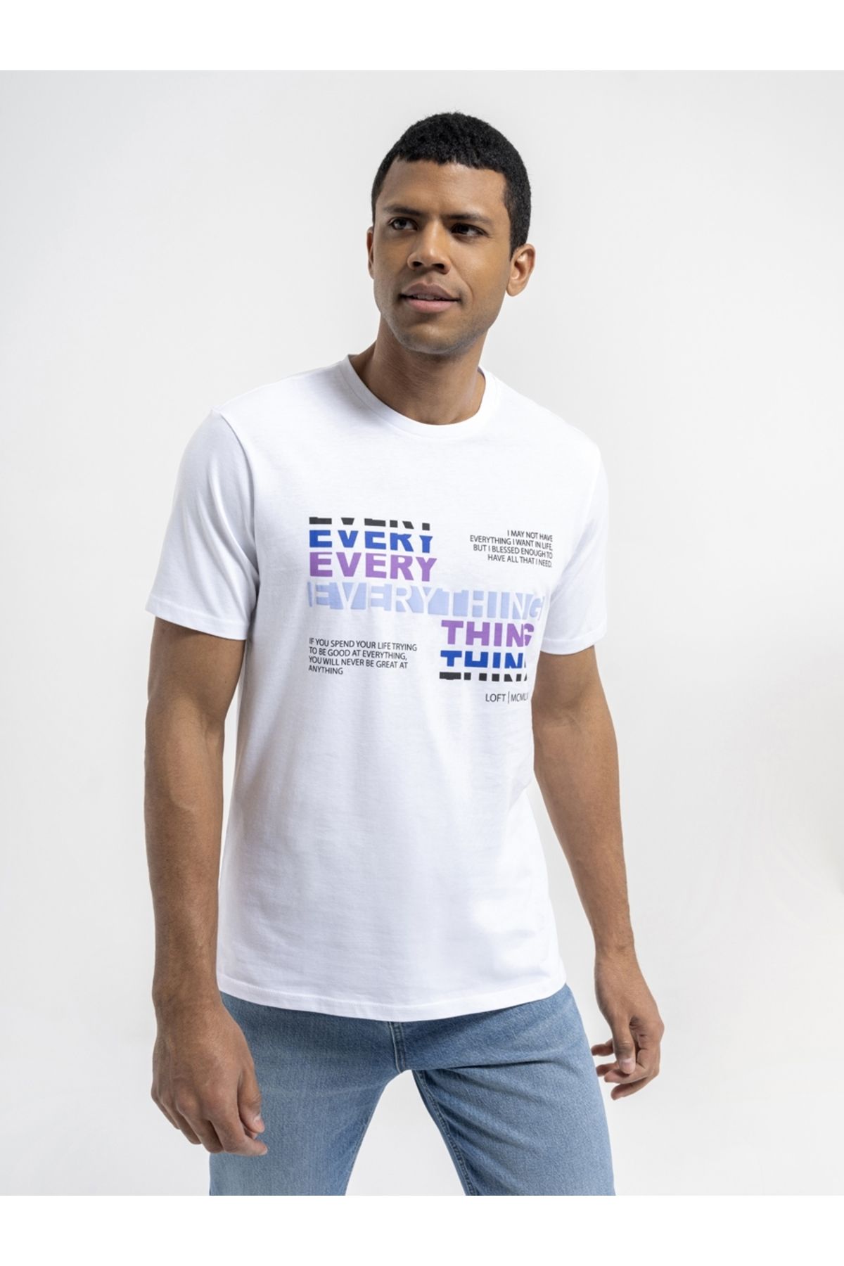 تی شرت سفید مردانه Tshirt C.Kol 5788+ معمولی مناسب Loft