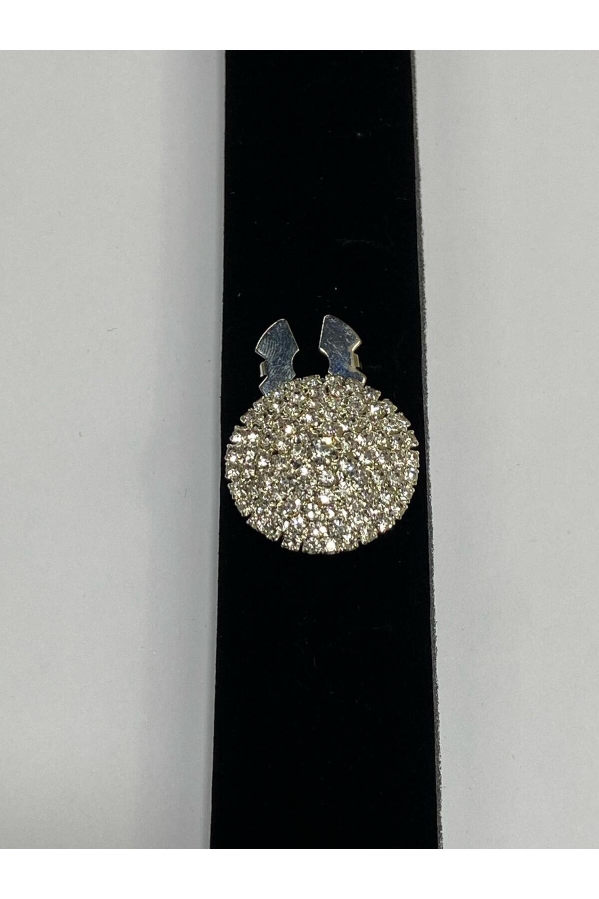 Stoned Button / Stoned Clip Button / 2.7 cm Silver