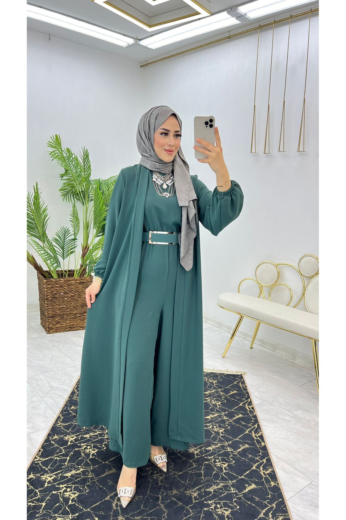 FIRSTESLEM-Premium First Class - Double Sided Dubai Crepe Abaya and Jumpsuit Set 3