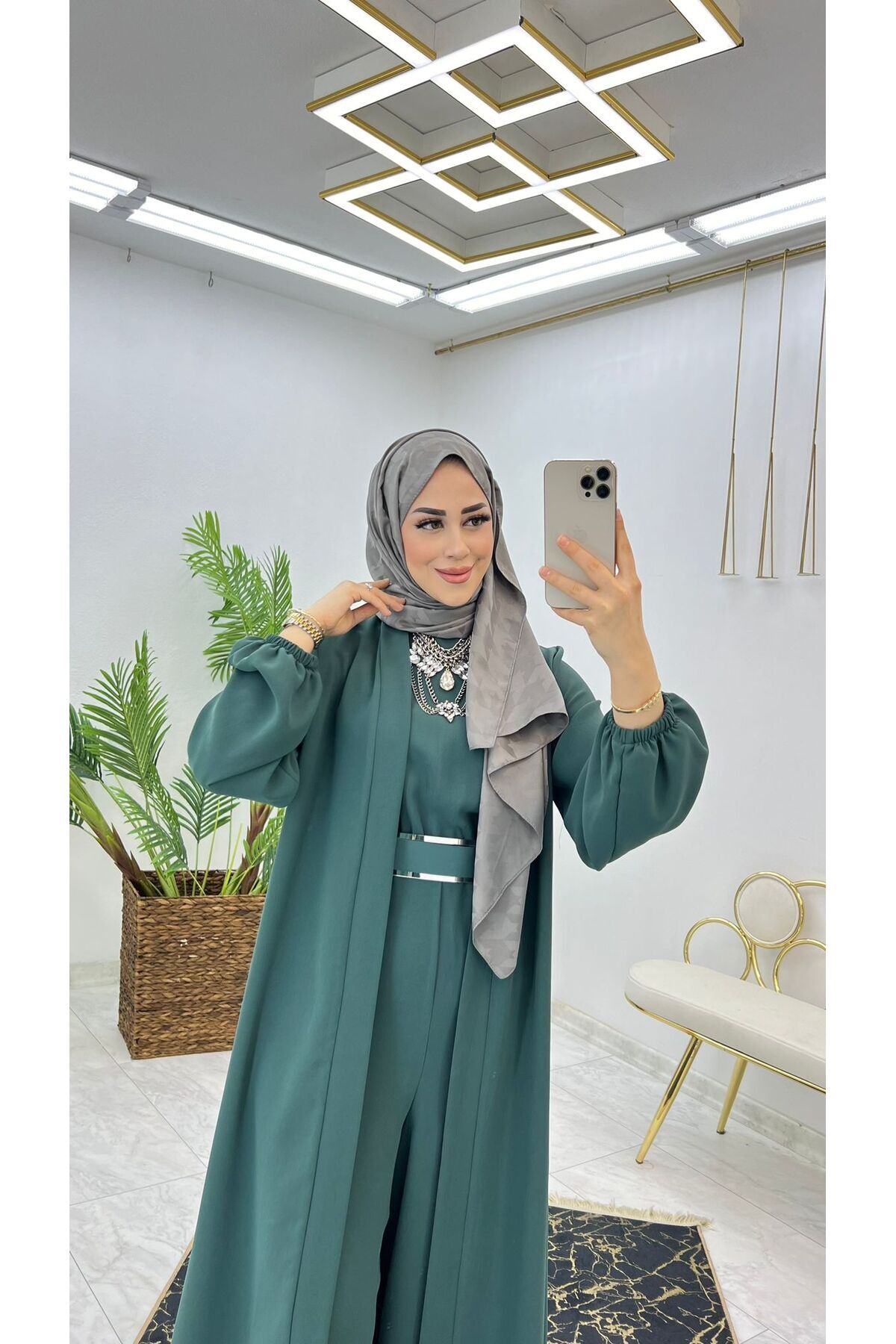 FIRSTESLEM-Premium First Class - Double Sided Dubai Crepe Abaya and Jumpsuit Set 4