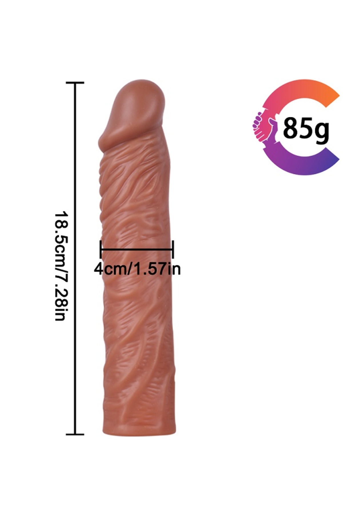 19 cm uzunlukta damarlı Kaliteli silikon penis kılıfı Kayganlaştırıcı Hediyeli 3