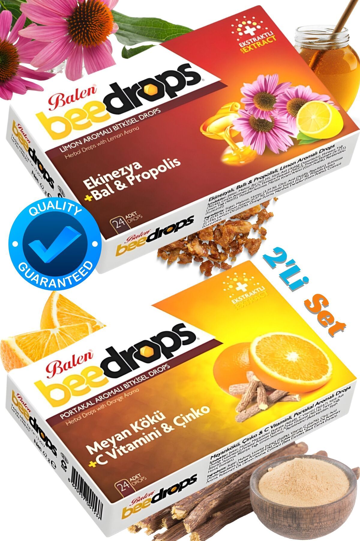 Balen 2 Adet Beedrops Set Meyan Kökü+C Vit.-Çinko Portakal,Ekinezya+Bal-Propolis Limon