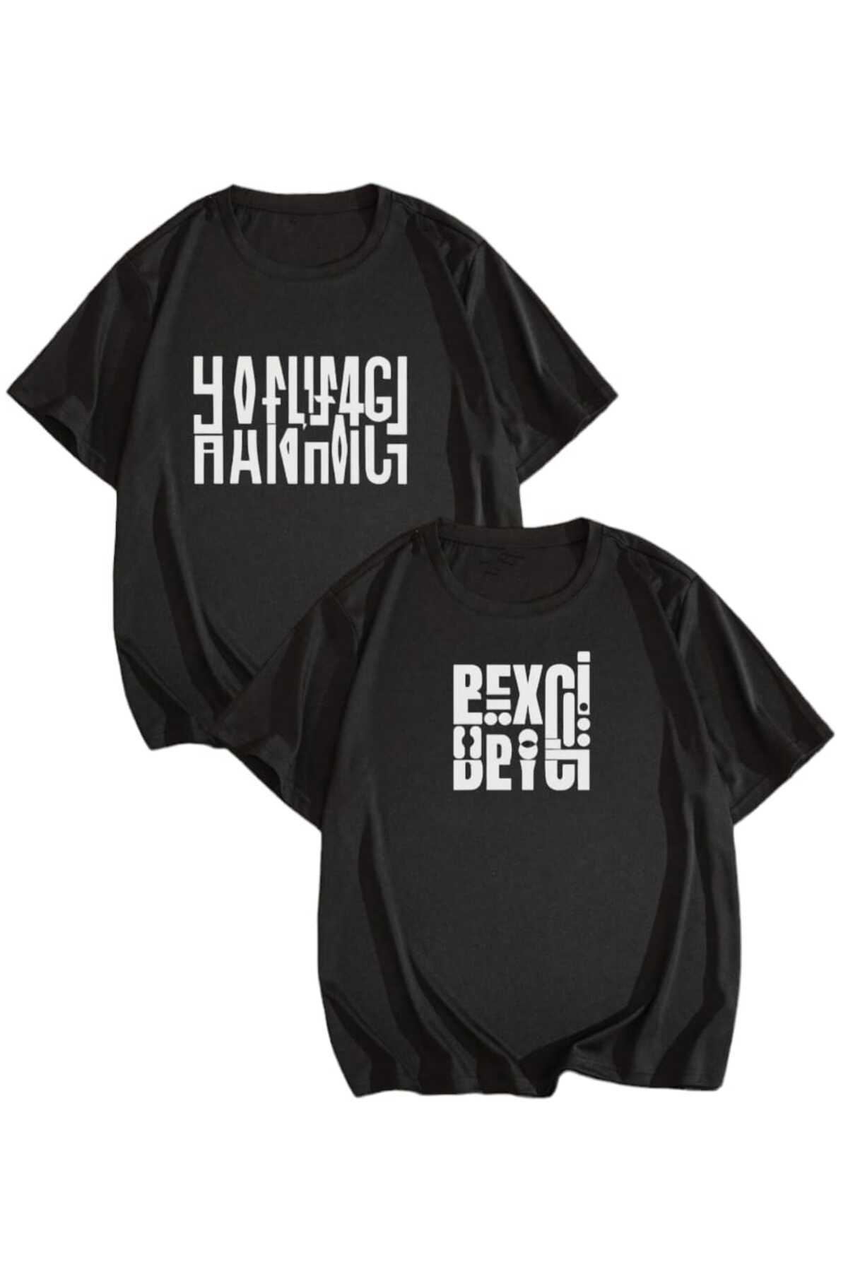 PERISENSE Unisex Femei Bărbați Ma'am Beyci Imprimat Lover Cuplu Combinație De Tricouri Oversize Set De 2 Unisex - S/M