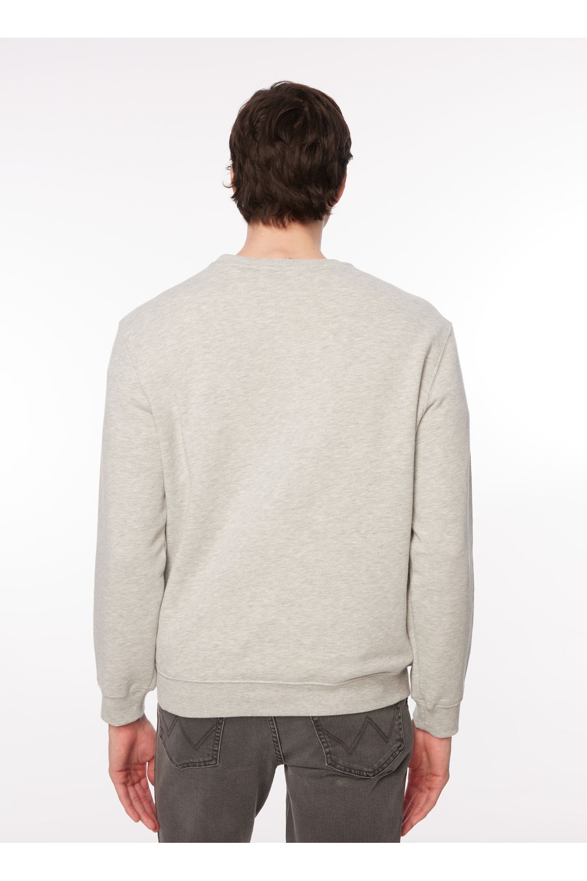 سویشرت خاکستری مردانه یقه دوچرخه Melanj Grey l81iry036 Lee