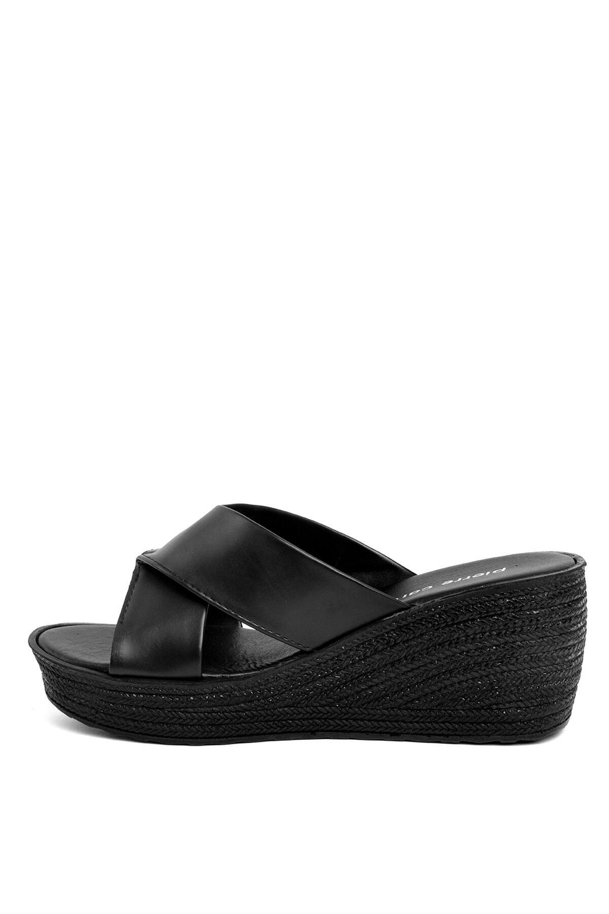 دمپایی Pierre Cardin پیر کاردین کفش لژدار گوه ای زنانه PC-3513 مشکی اورجینال - تصویر 3