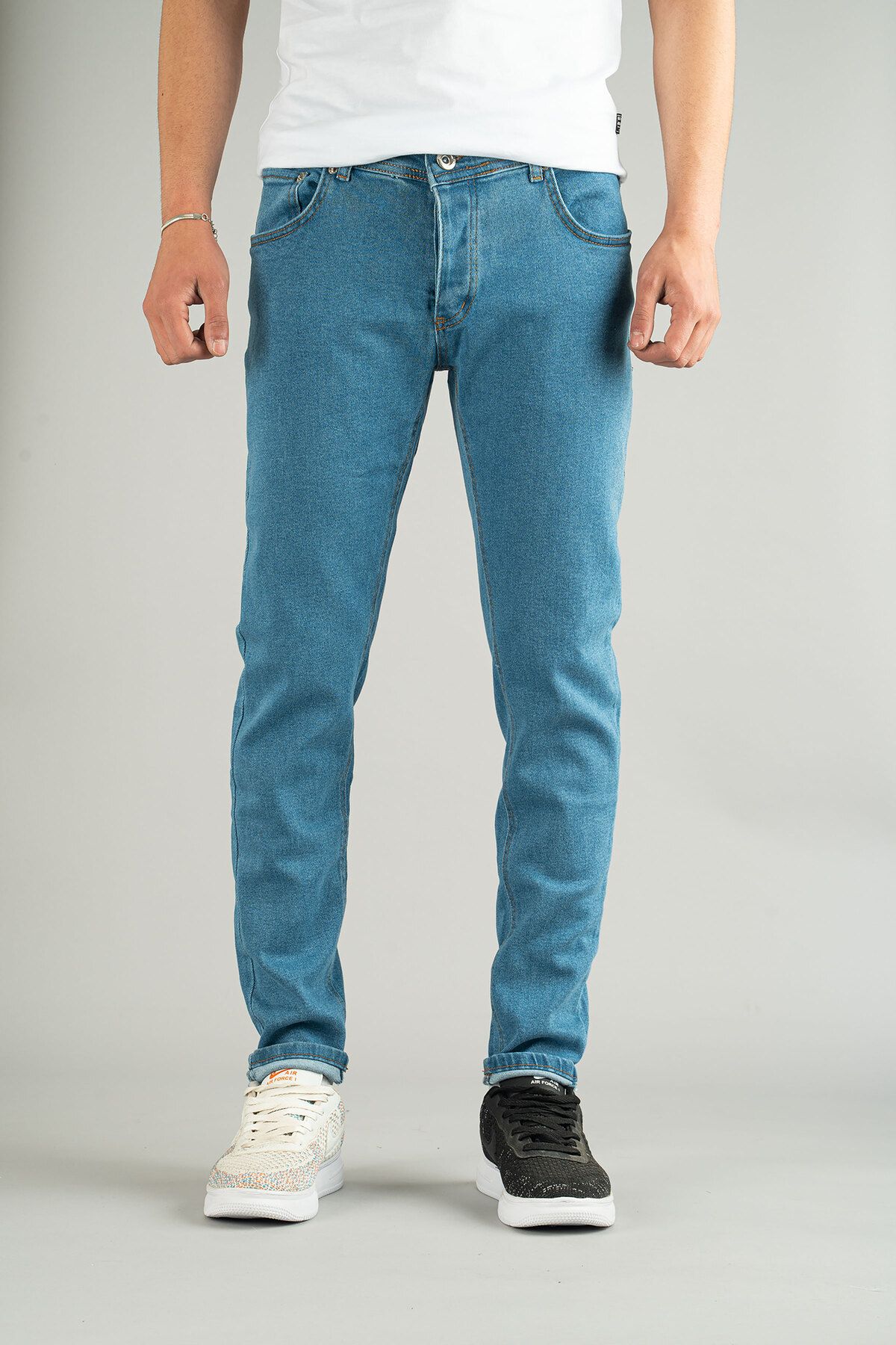 bombe-Blugi Slim Fit pentru bărbați albastru deschis 3