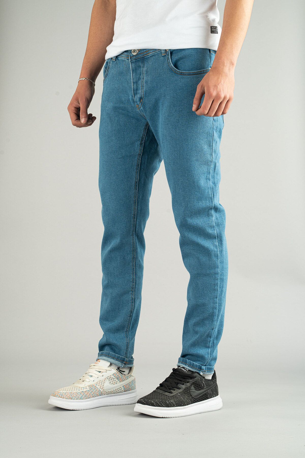 bombe-Blugi Slim Fit pentru bărbați albastru deschis 1