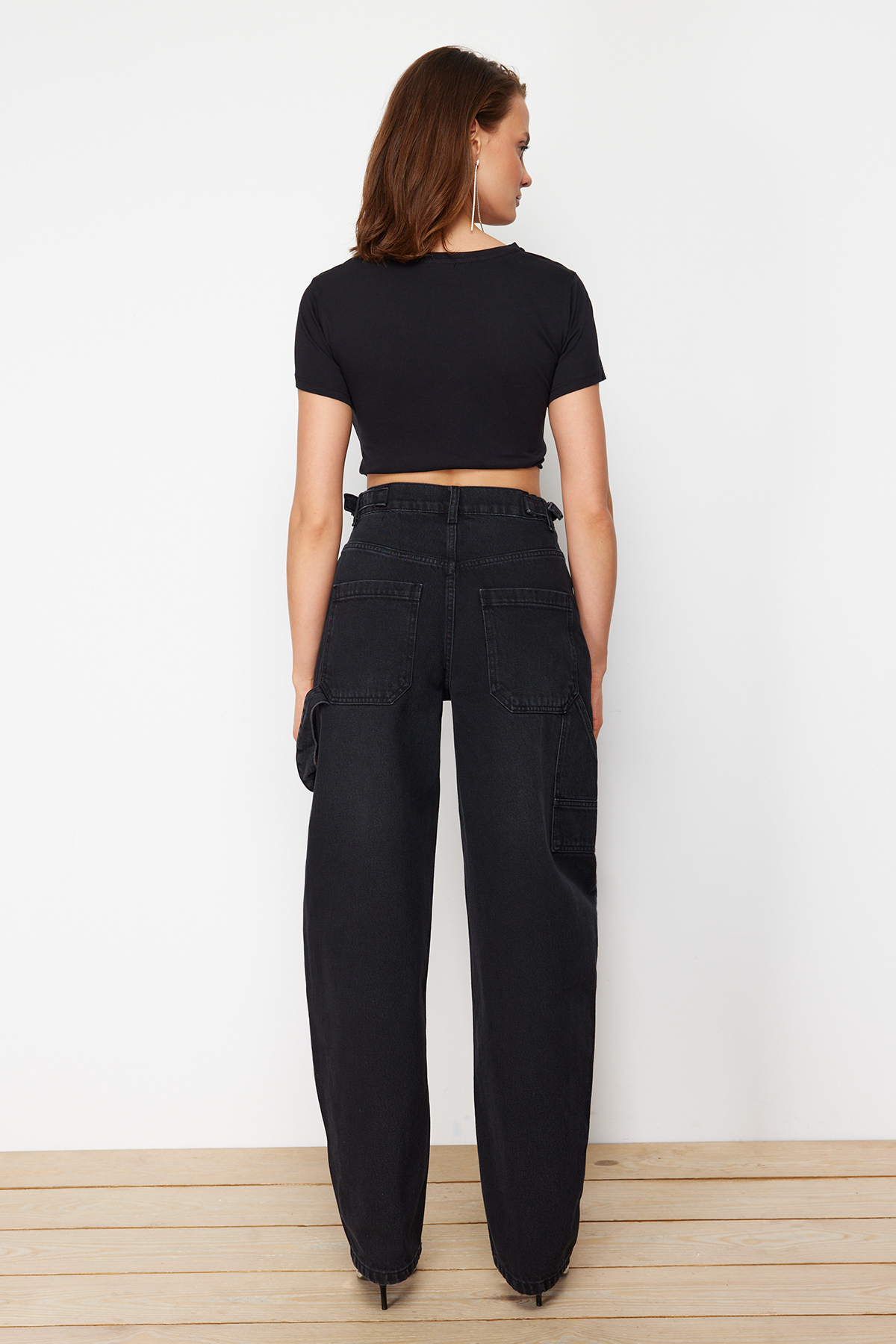 Trendyolmilla  Siyah More Sustainable Bol Kesim Yüksek Bel Loose Baggy Jeans TWOAW24JE00308 - Görsel 6