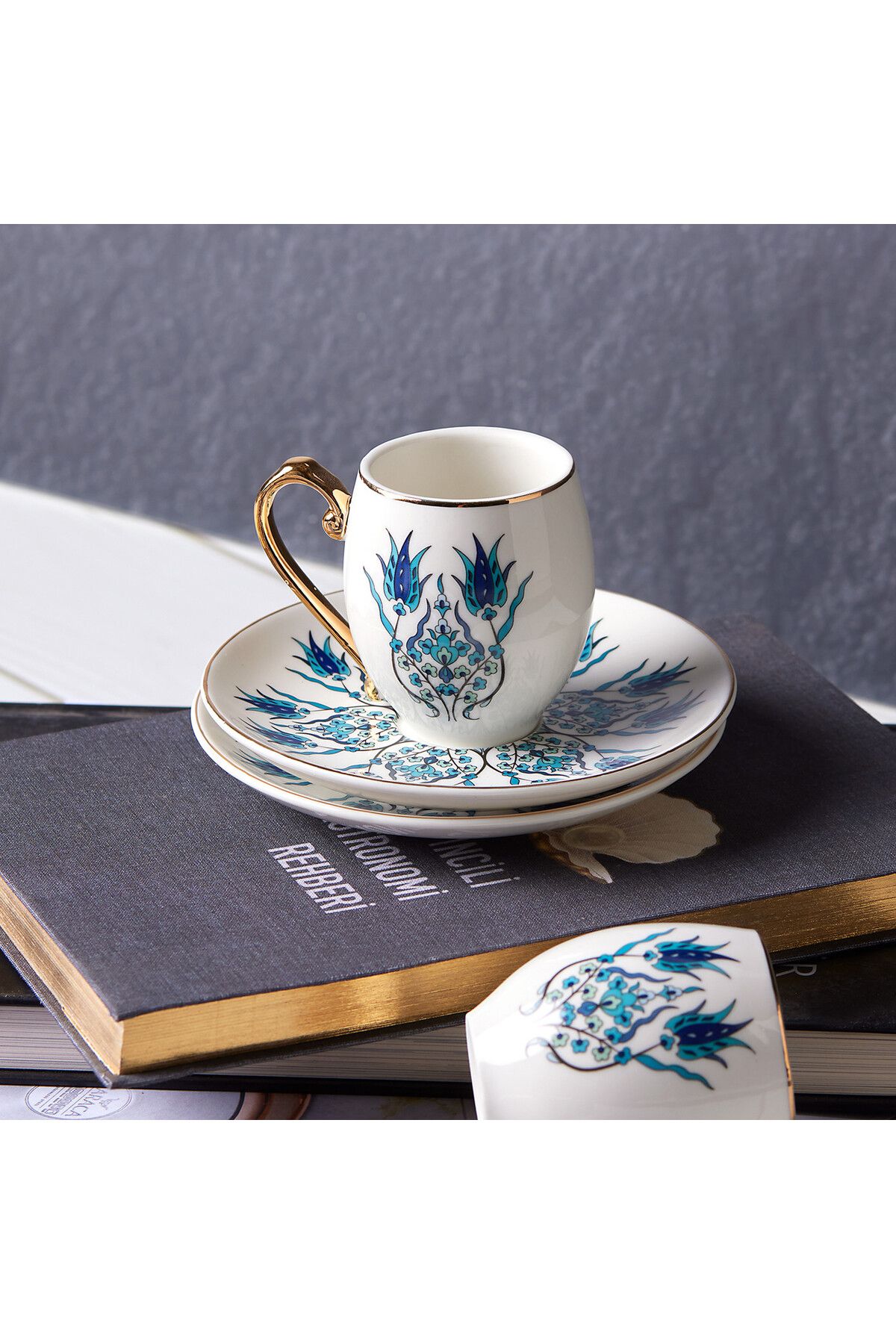 Karaca-Iznik Kaffeeservice für 6 Personen -12 teilig, Traditionelles türkisches Kaffeetassen-Set mit Unter 9