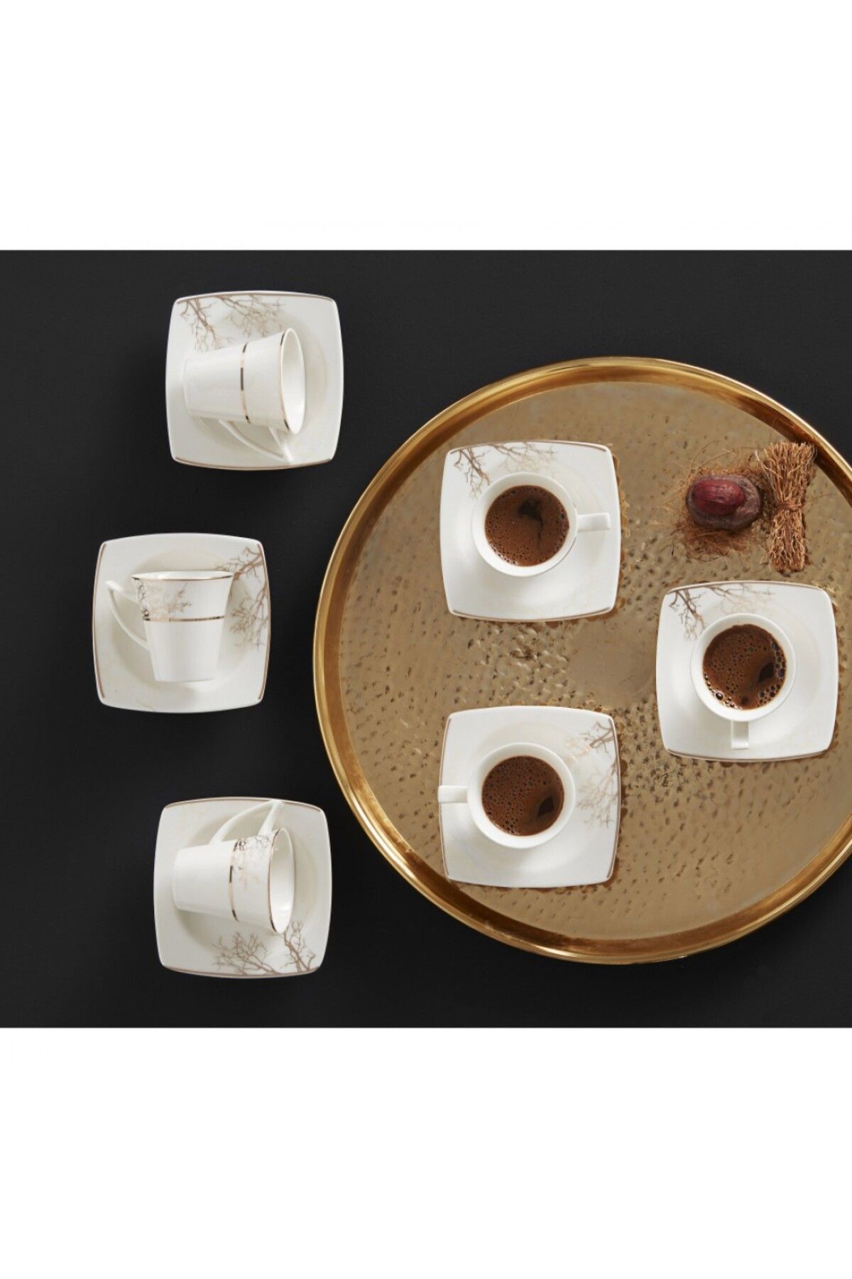 Karaca-Autumn Kaffeeservice für 6 Personen, 6x Espressotasse und 6x Untertasse, Robuste Mokkatasse, 2