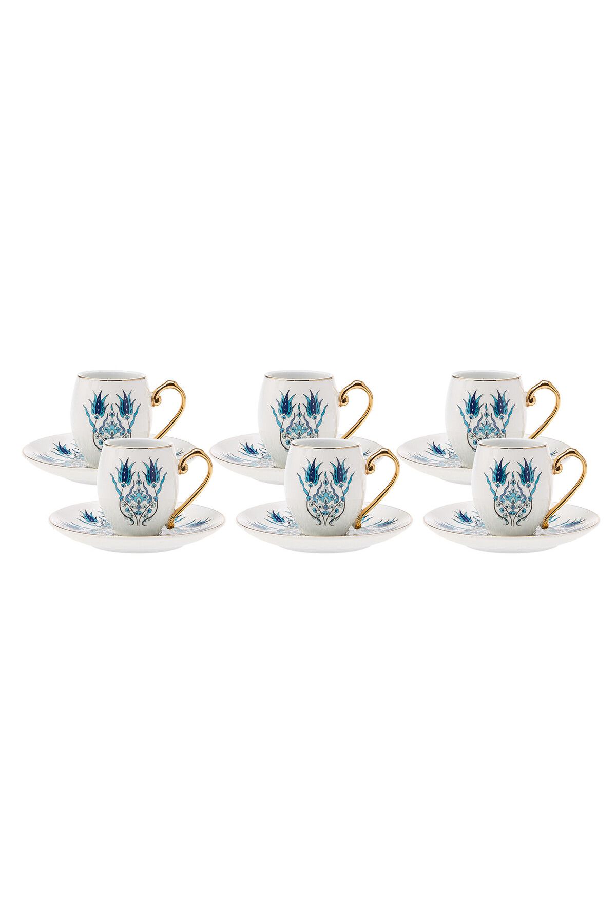 Karaca-Iznik Kaffeeservice für 6 Personen -12 teilig, Traditionelles türkisches Kaffeetassen-Set mit Unter 8