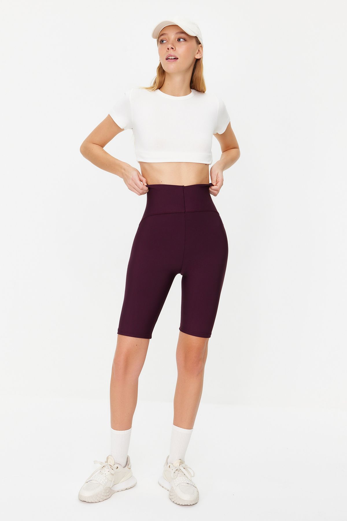 Trendyol Collection Plum Restorer Dzianiny Sportowe Biker/rowerzysta/krótkie Legginsy Kobieta - S