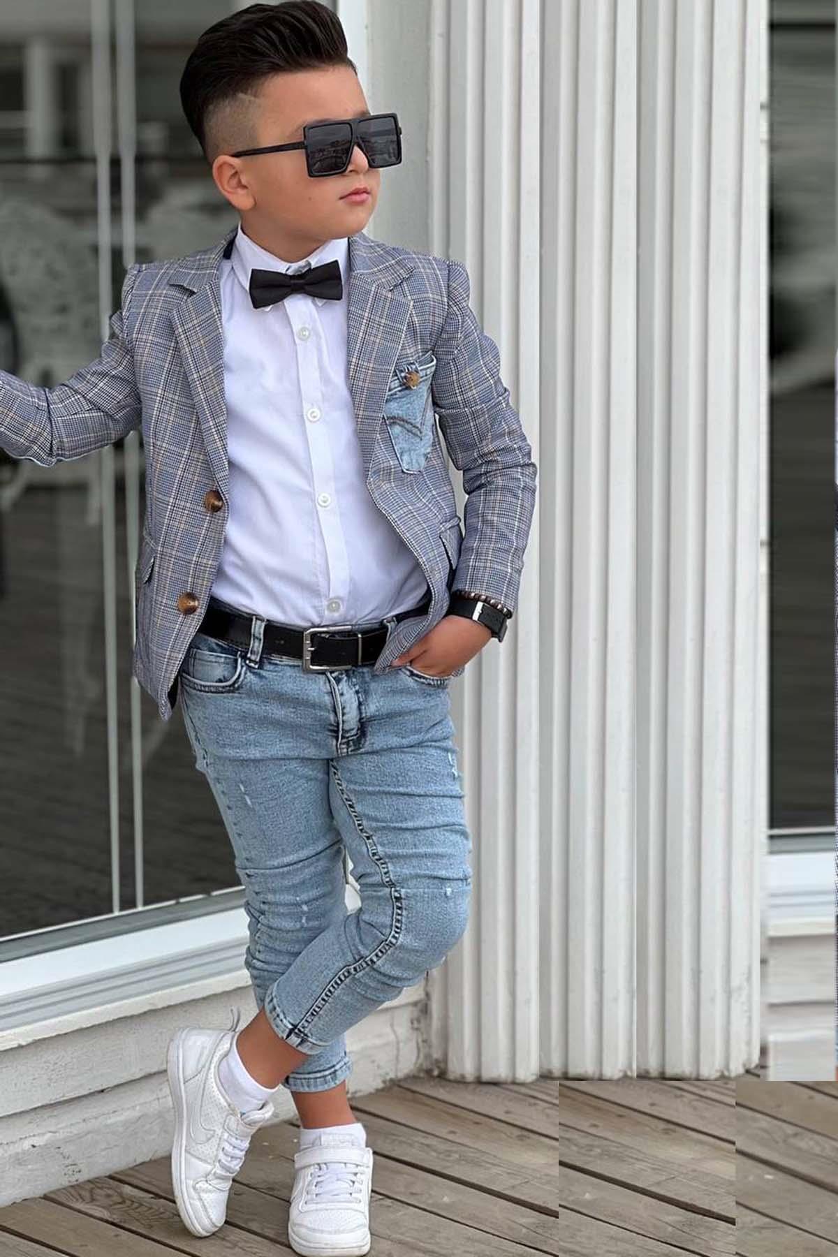 ست بالاتنه و پایین تنه پسرانه راه راه فاق بلند آستین استاندارد | ریکوترز Riccotarz 4241603004 - تصویر 4