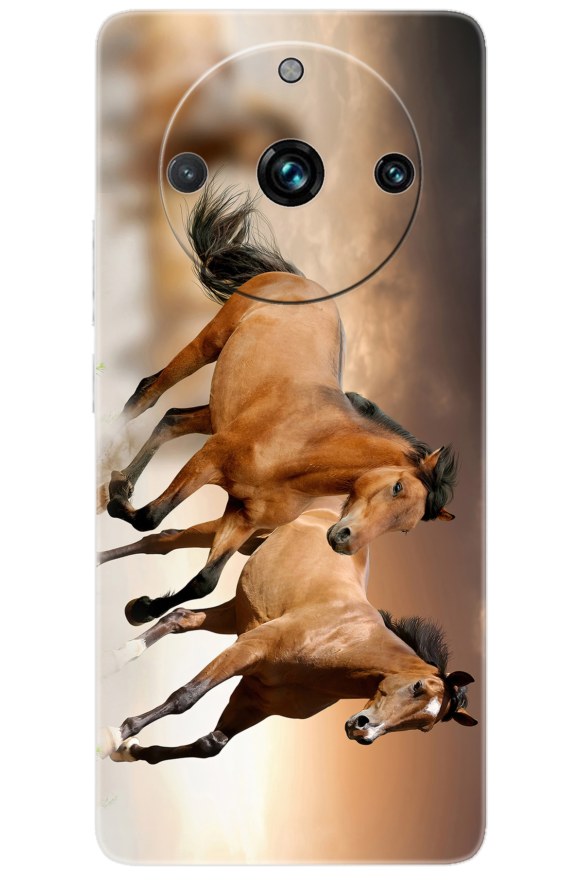 11 PRO (RMX3771) Compatible Sheath Pattern Printed Silicone Coffee Horses NGO:176 CP-06yR7iJ