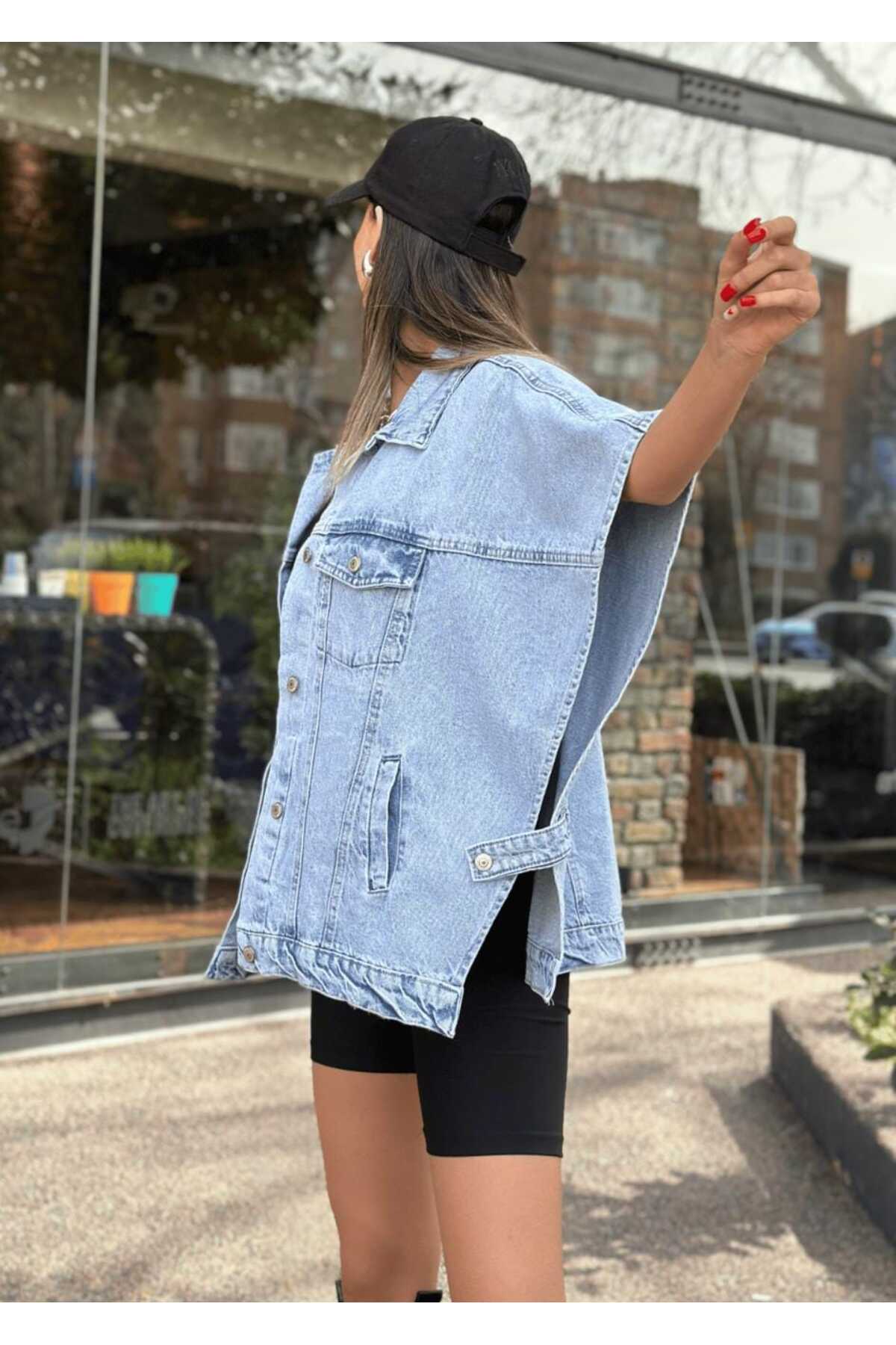 BelezaStore  KOT CEKET GİY ÇIK OVERSİZE YENİ SEZON DENİM PANÇO PREMIUM KALİTE SPOR - Görsel 2