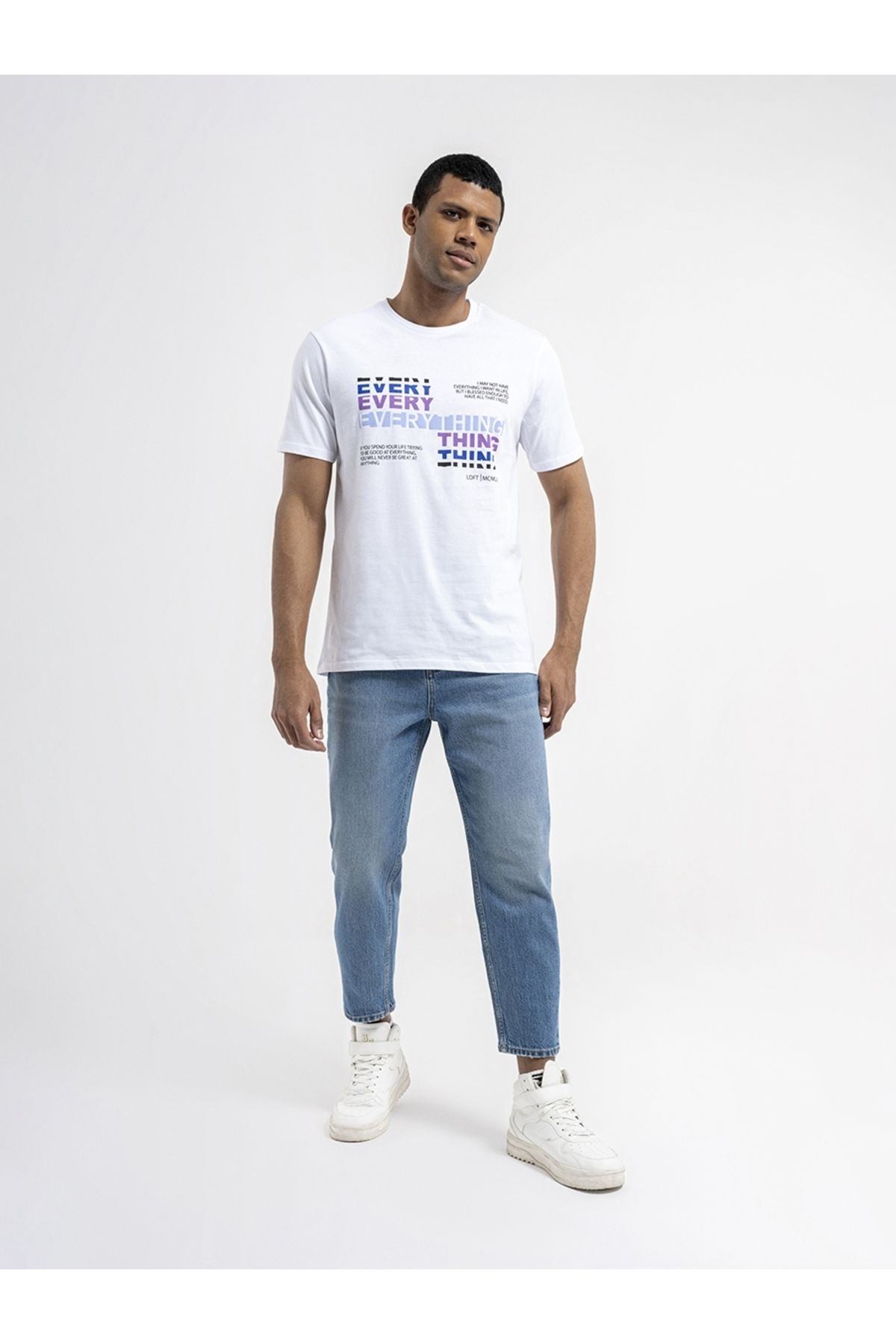 تی شرت سفید مردانه Tshirt C.Kol 5788+ معمولی مناسب Loft