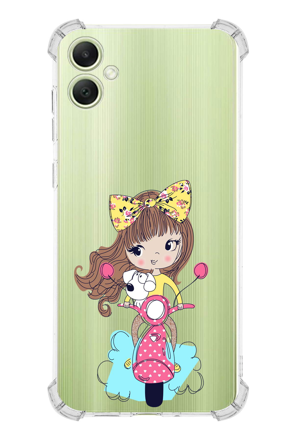 Samsung A05 Uyumlu Köşe Korumalı Vespagirl Tasarımlı Şeffaf Airbag Silikon Kılıf