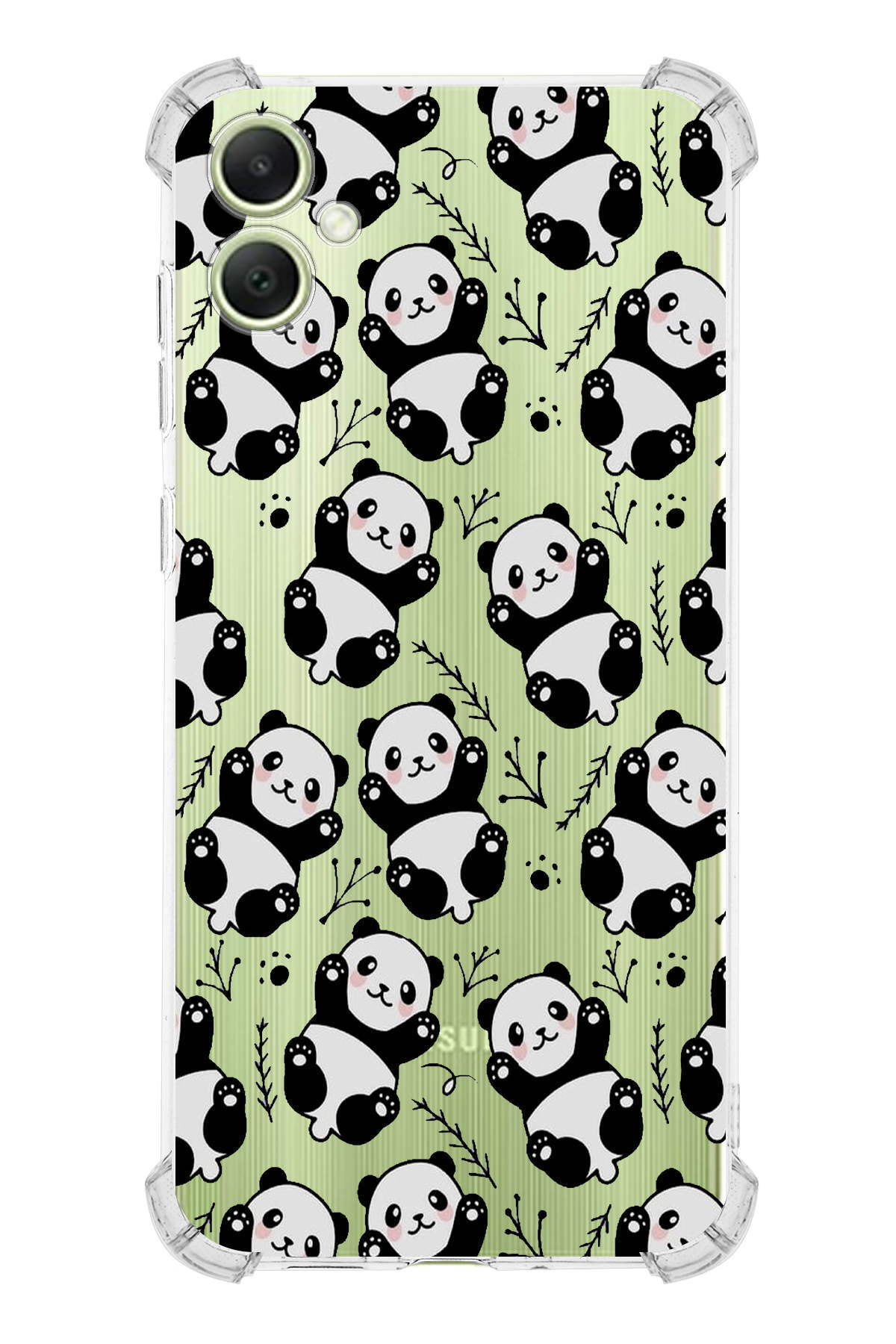 Samsung A05 Uyumlu Köşe Korumalı Panda Tasarımlı Şeffaf Airbag Silikon Kılıf