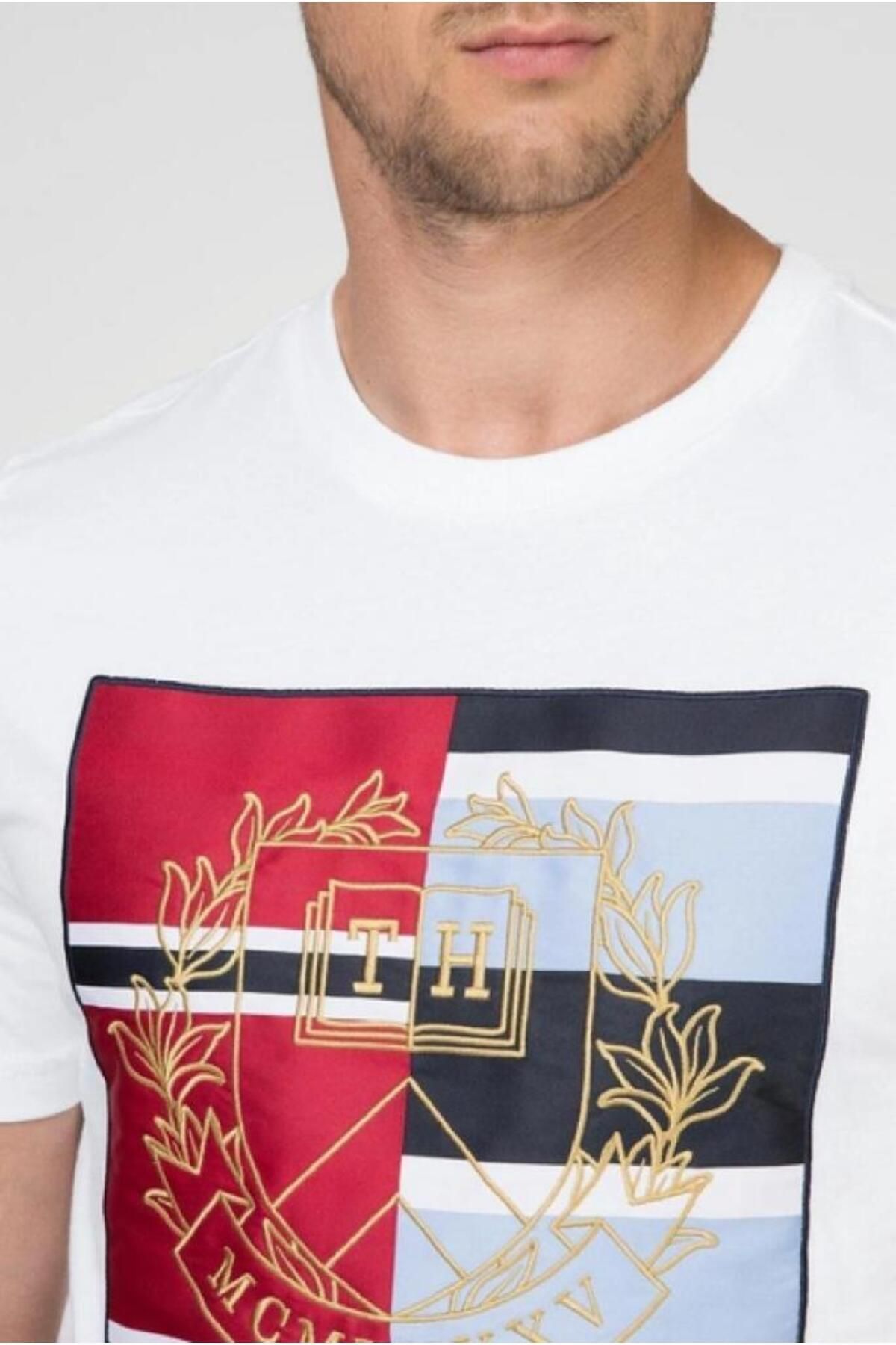 Tommy Hilfiger Organ c Cotton M xed Crest Relaxed F t Tee Men T sh rt Erkek Giyim