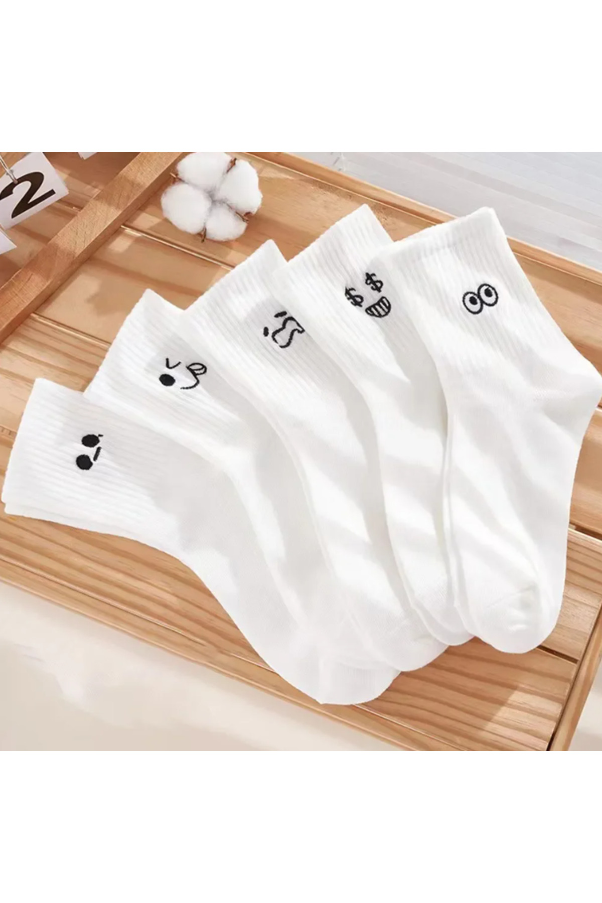 Askıdan Sepete 5 ζευγάρια χαριτωμένες κάλτσες έκφρασης προσώπου