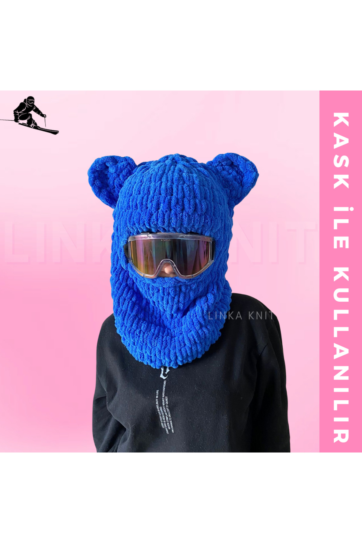 linka Ayı Kayak Maskesi & Balaclava, Kayak kaskı Maskesi, Kask Kılıfı, Snowboard maskesi,El yapımı Maske