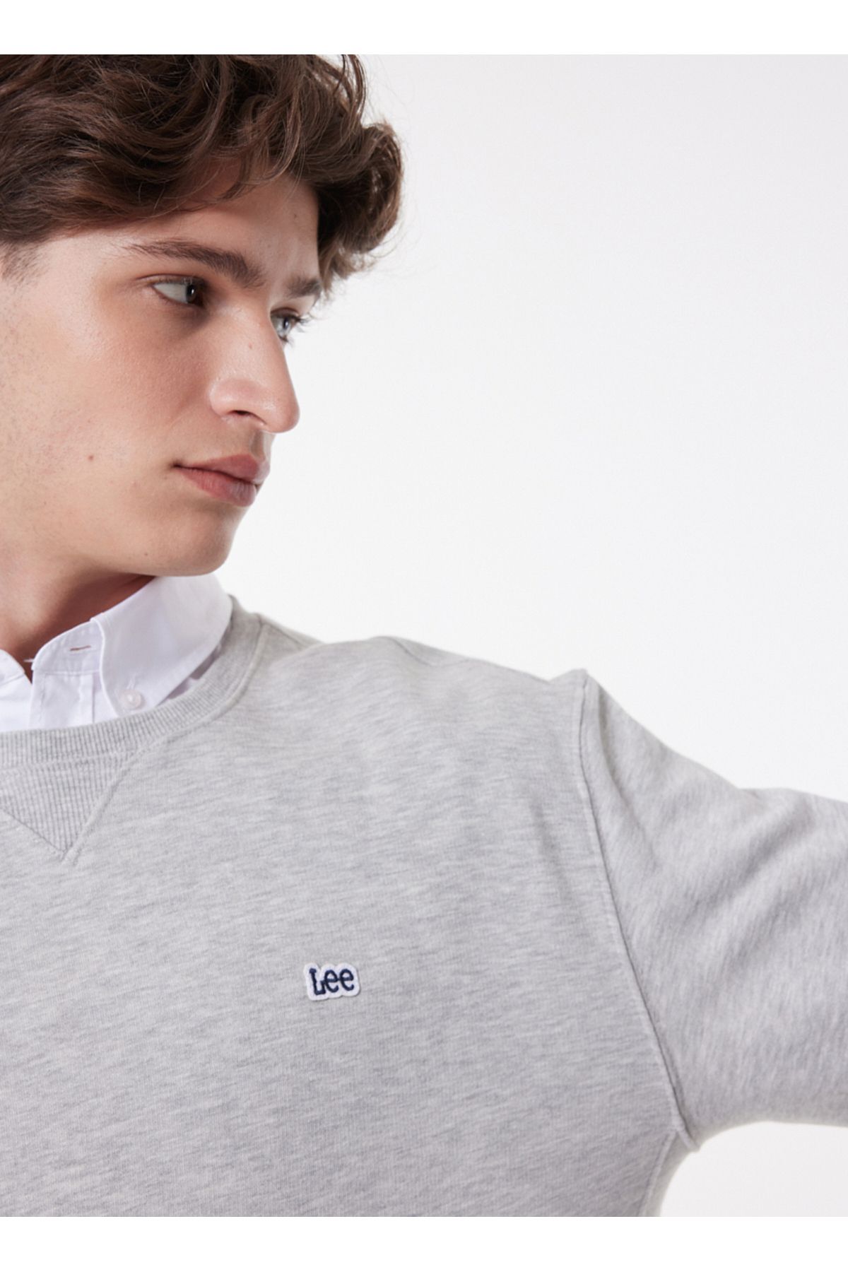 سویشرت خاکستری مردانه یقه دوچرخه Melanj Grey l81iry036 Lee