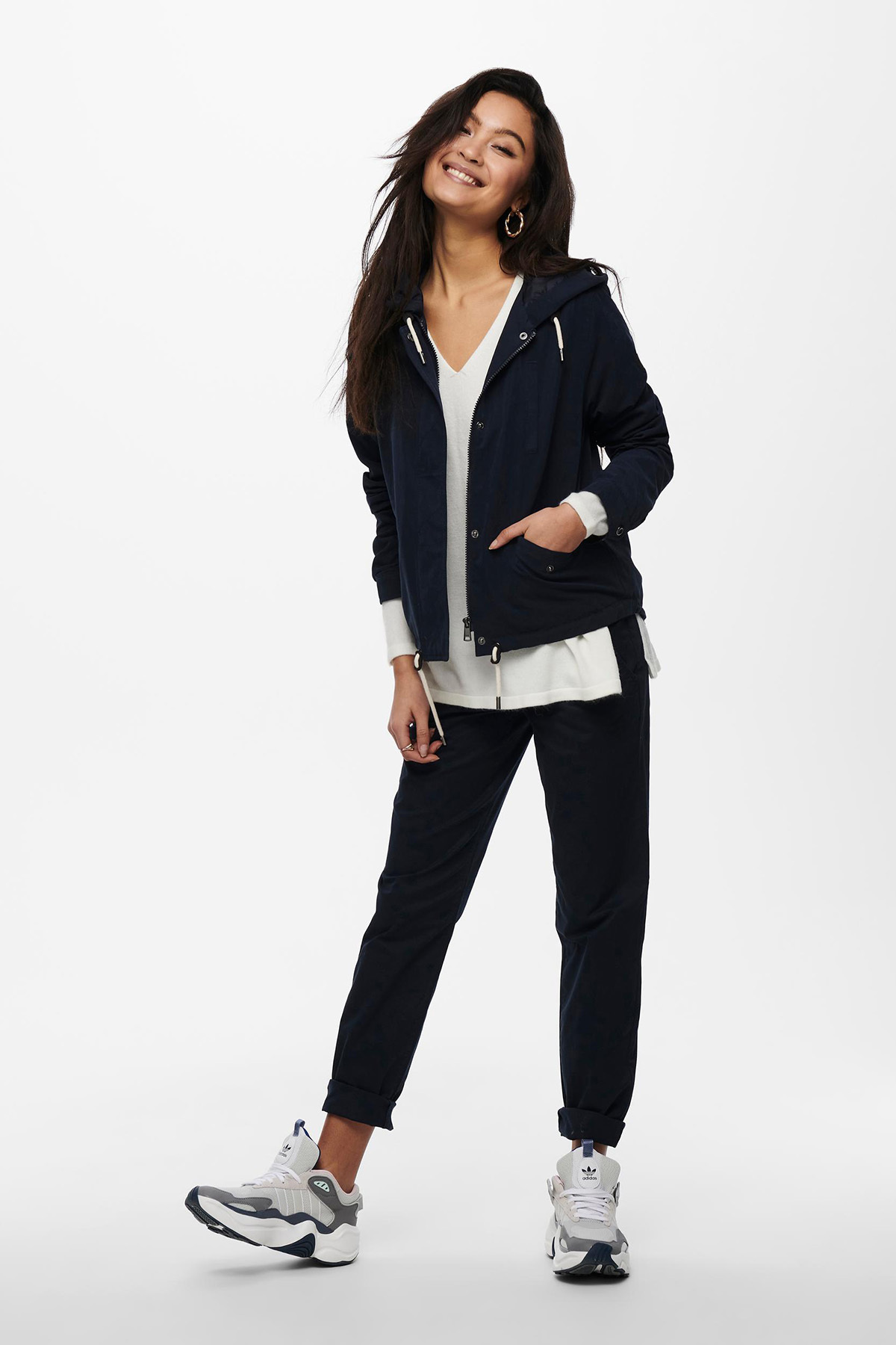 ONLY  Onlskylar Büzgülü Regular Fit Kapüşonlu Mevsimlik Mont MONT 15218613 - Görsel 4