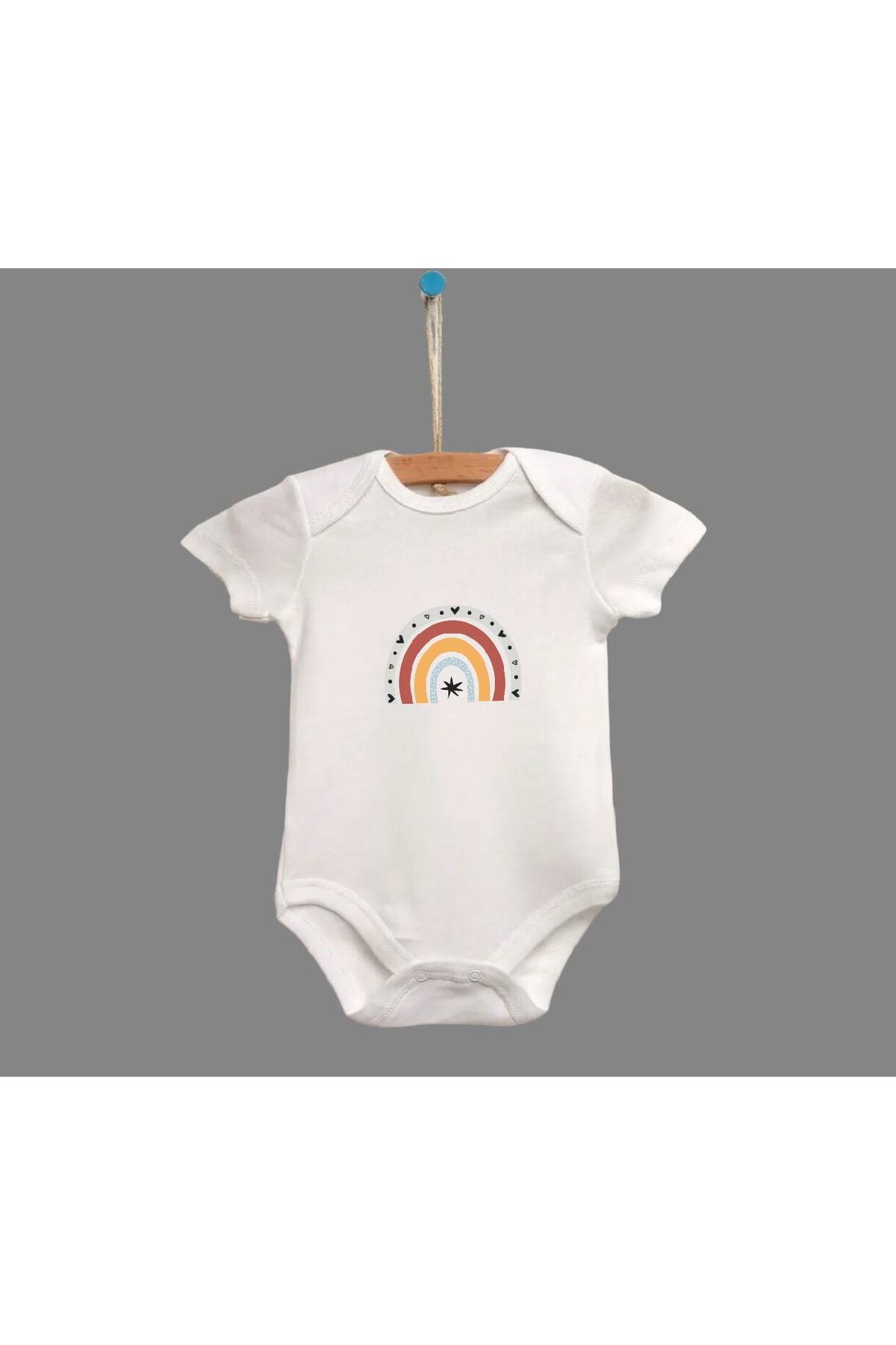 Bebe wini %100 Pamuk 3'lü AY MODEL Baskılı Kısa Kollu Bebek Zıbını fotoğrafı 3 (önizleme)