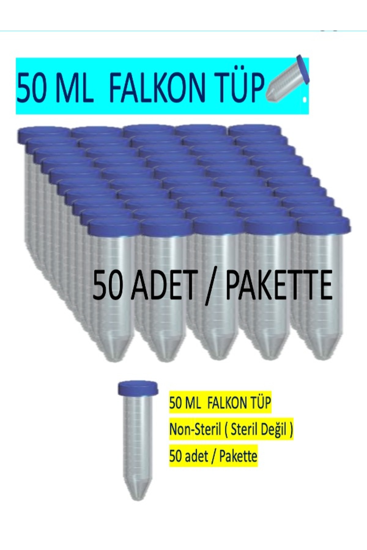 LAB Falkon Tüp 50 ml - Nonsteril ( 50 Adet/pk )