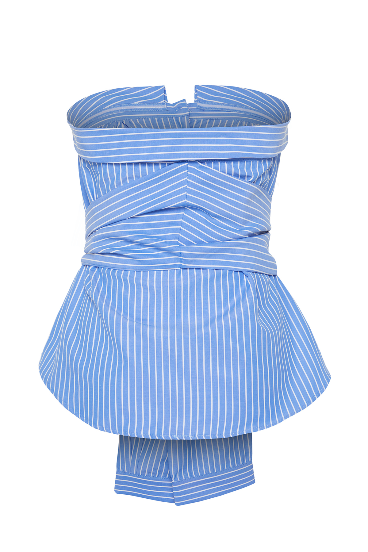 Trendyolmilla  Çok Renkli Bağlamalı Straplez Çizgili Dokuma Gömlek TWOSS24GO00115 - Görsel 7