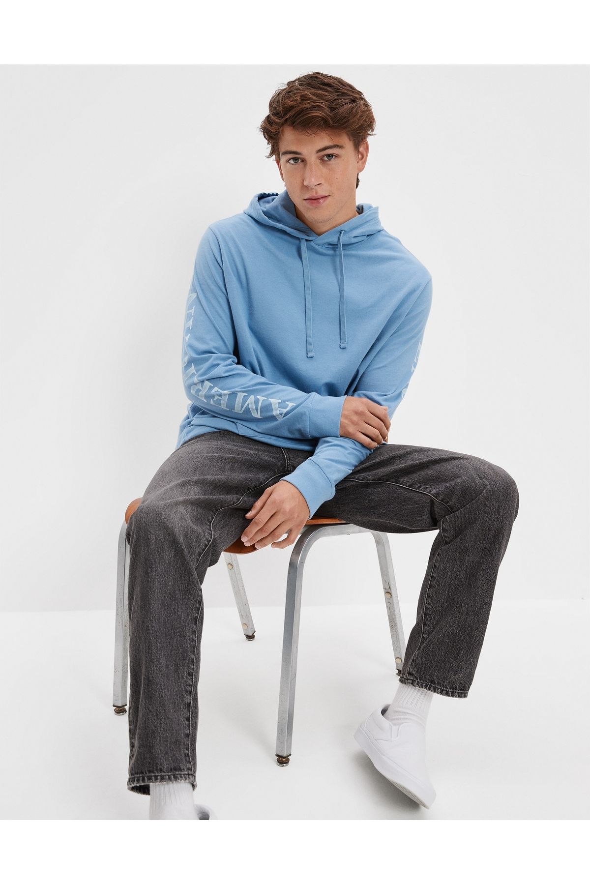 AMERICAN EAGLE-Blaues Herren Sweatshirt U-1175-2777 5