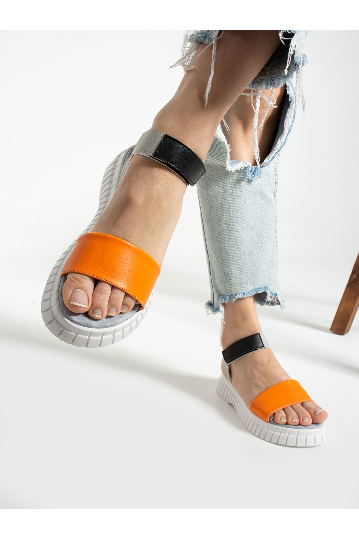 صندل زنانه نارنجی Alemdar Shoes | DEJA اورجینال - تصویر 3