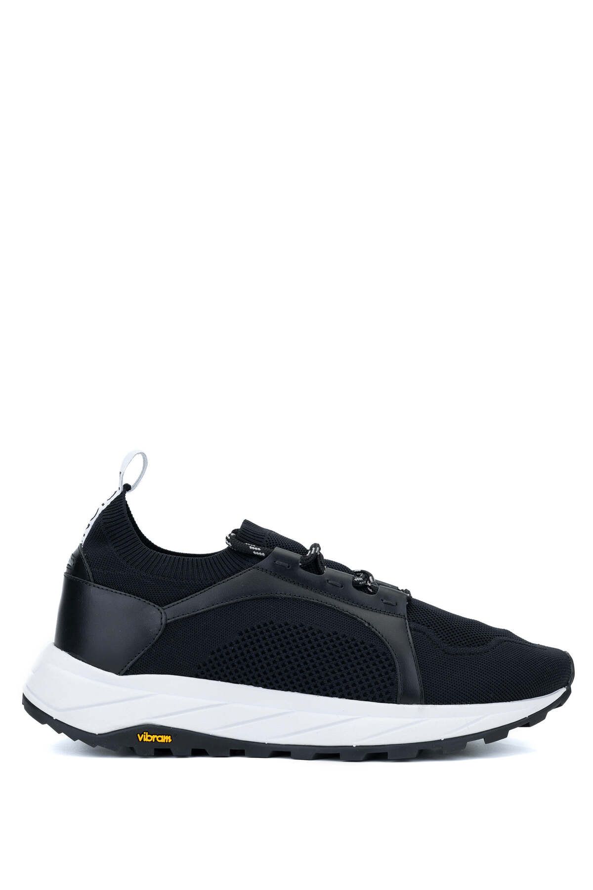 DINO BIGIONI-Men's Textile Leather Black Sneakers & Sports Shoes 1