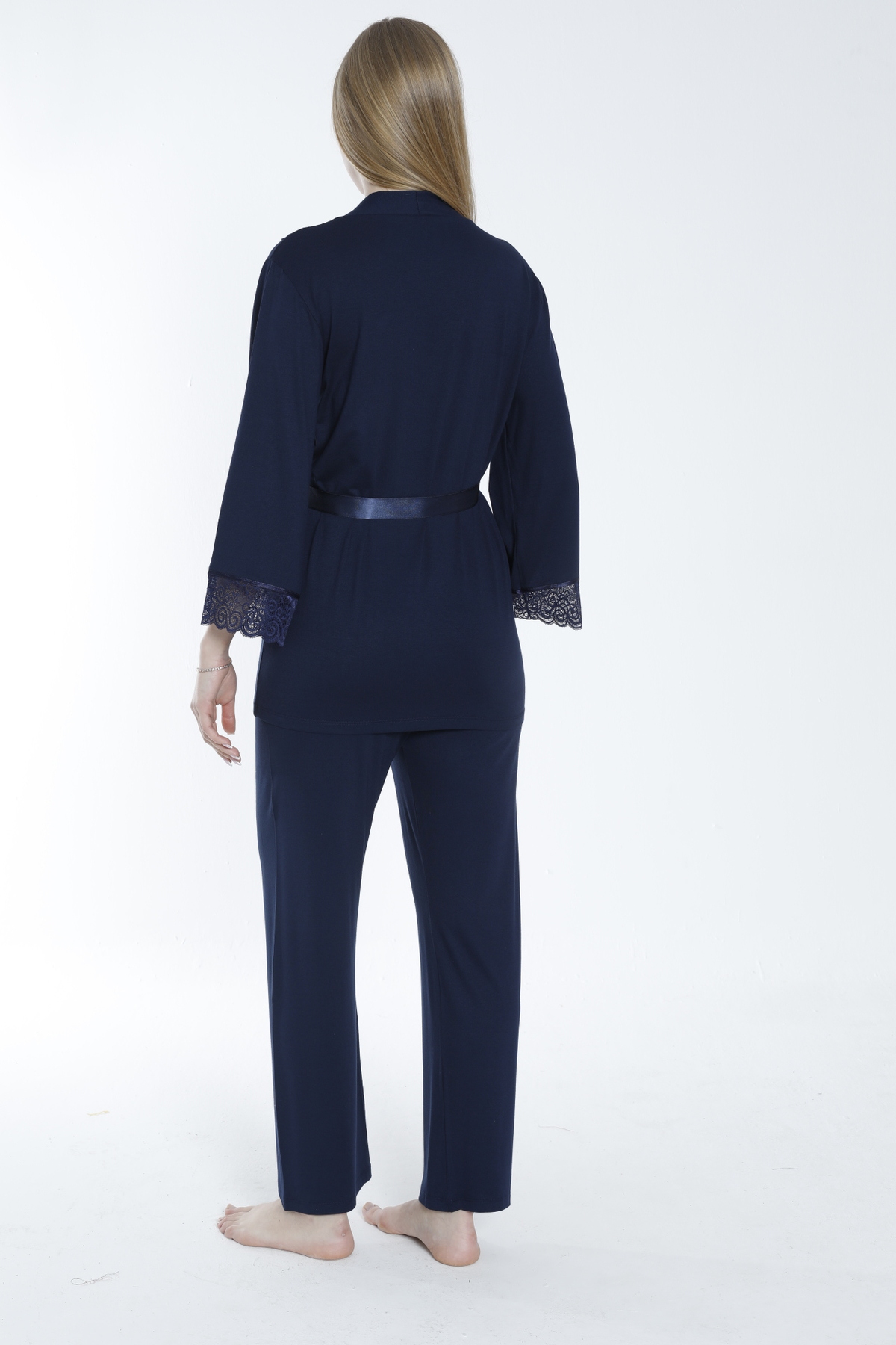 Miss Dünya Lissa Önden Bağlamalı Dantel Detaylı Hamile ve Lohusa Pijama Takımı fotoğrafı 2 (önizleme)