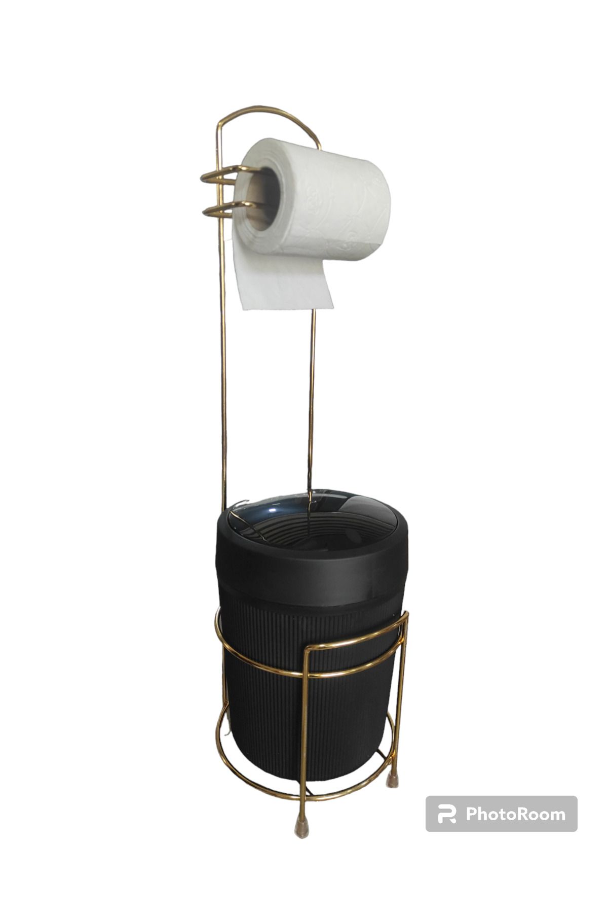 METALAY-GOLD Round Bucket WC Paper Holder 1