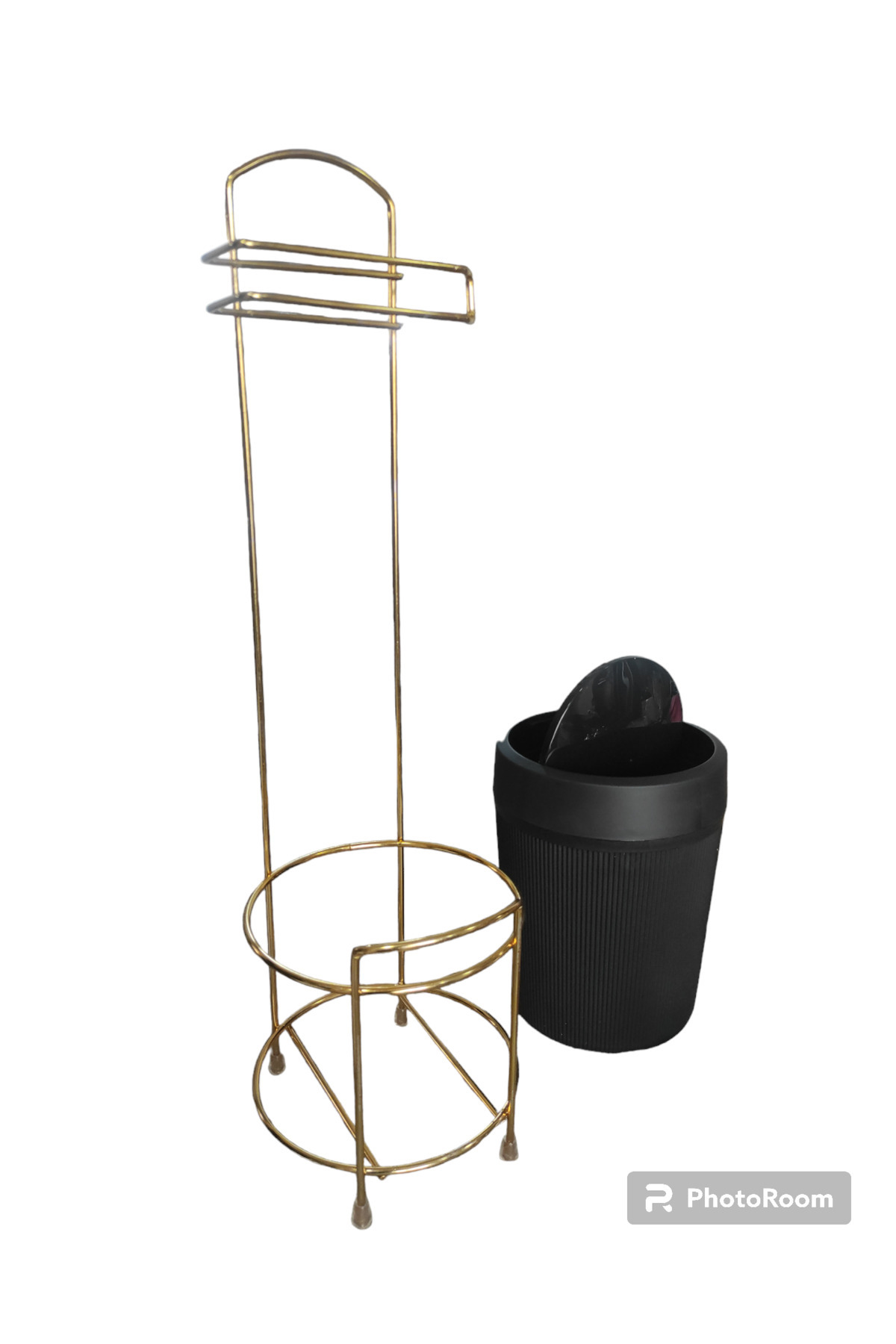METALAY-GOLD Round Bucket WC Paper Holder 3