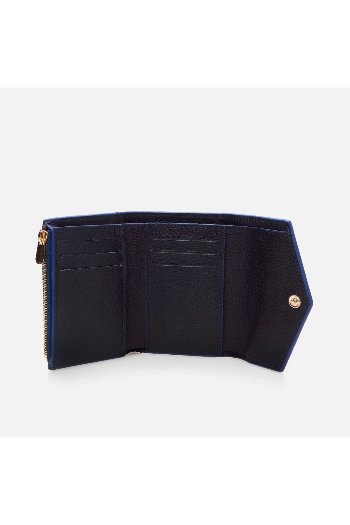 Hotiç-Genuine Leather Navy Blue Women's Wallet 4
