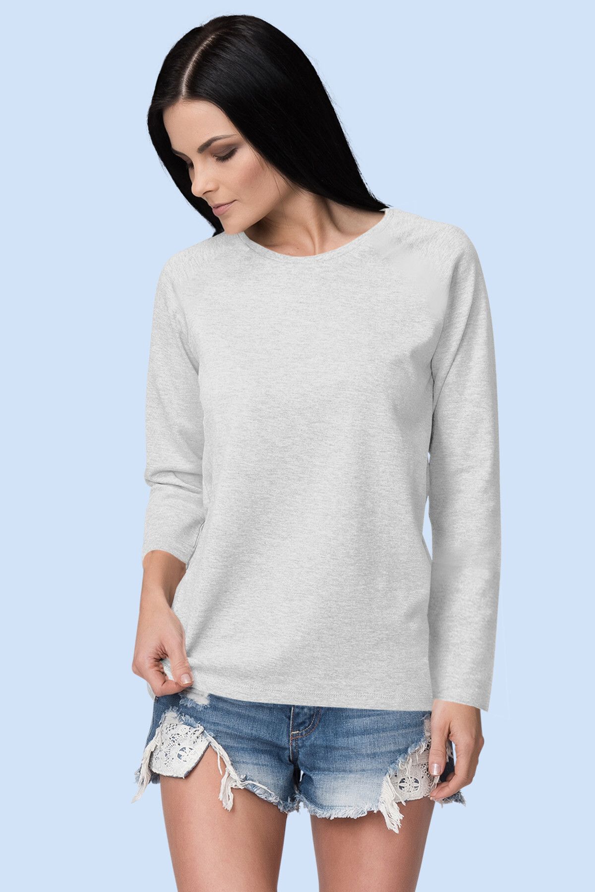 ROCKANDROLL-Plain 2 White, Anthracite, Gray Long Sleeve Women's Combed Cotton T-shirt Super Eco Pack of 4 4