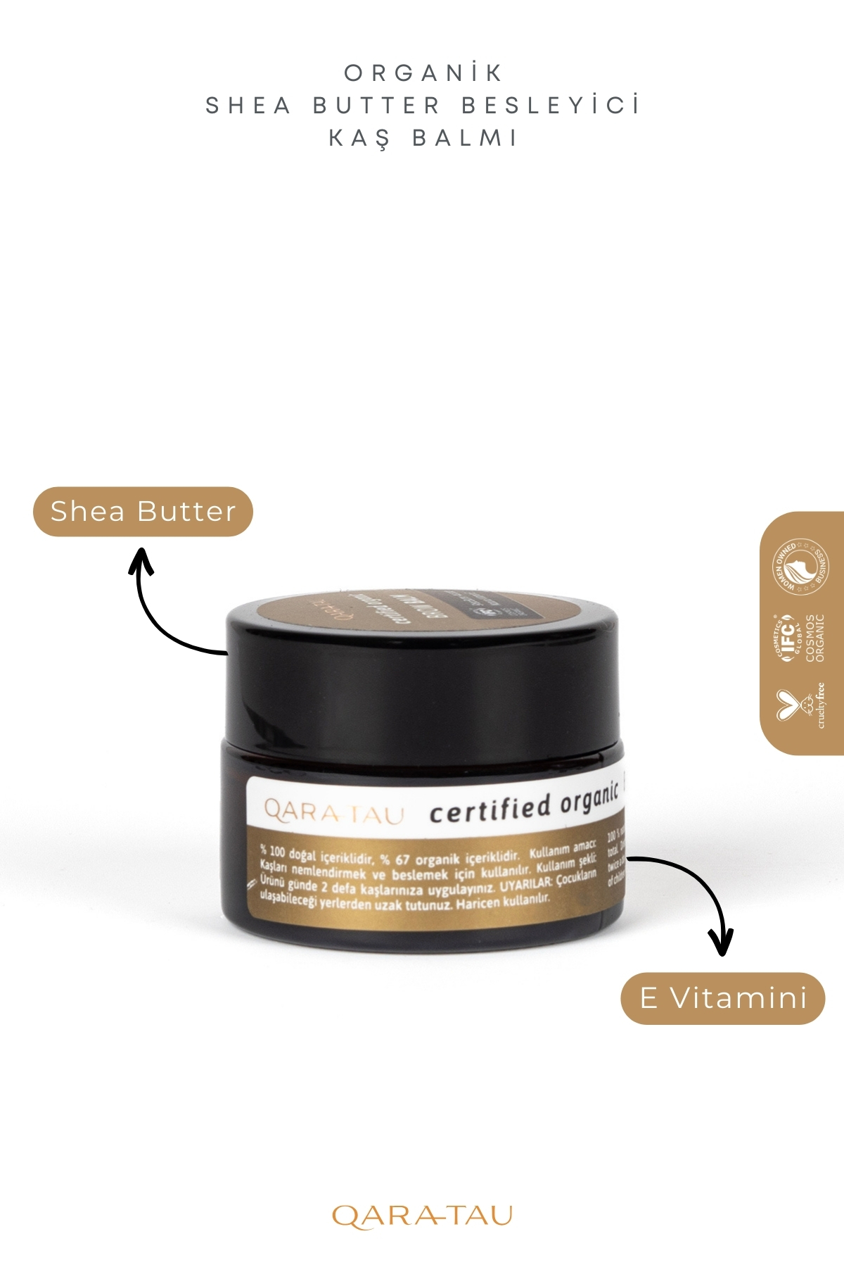 سرم مژه ابرو qaratau اورجینال  برند خارجی TYCRBSCEDN171032179467972 Organic Shea Butter Nourishing Eyebrow Balm - Brow Balm 15ml - تصویر 3