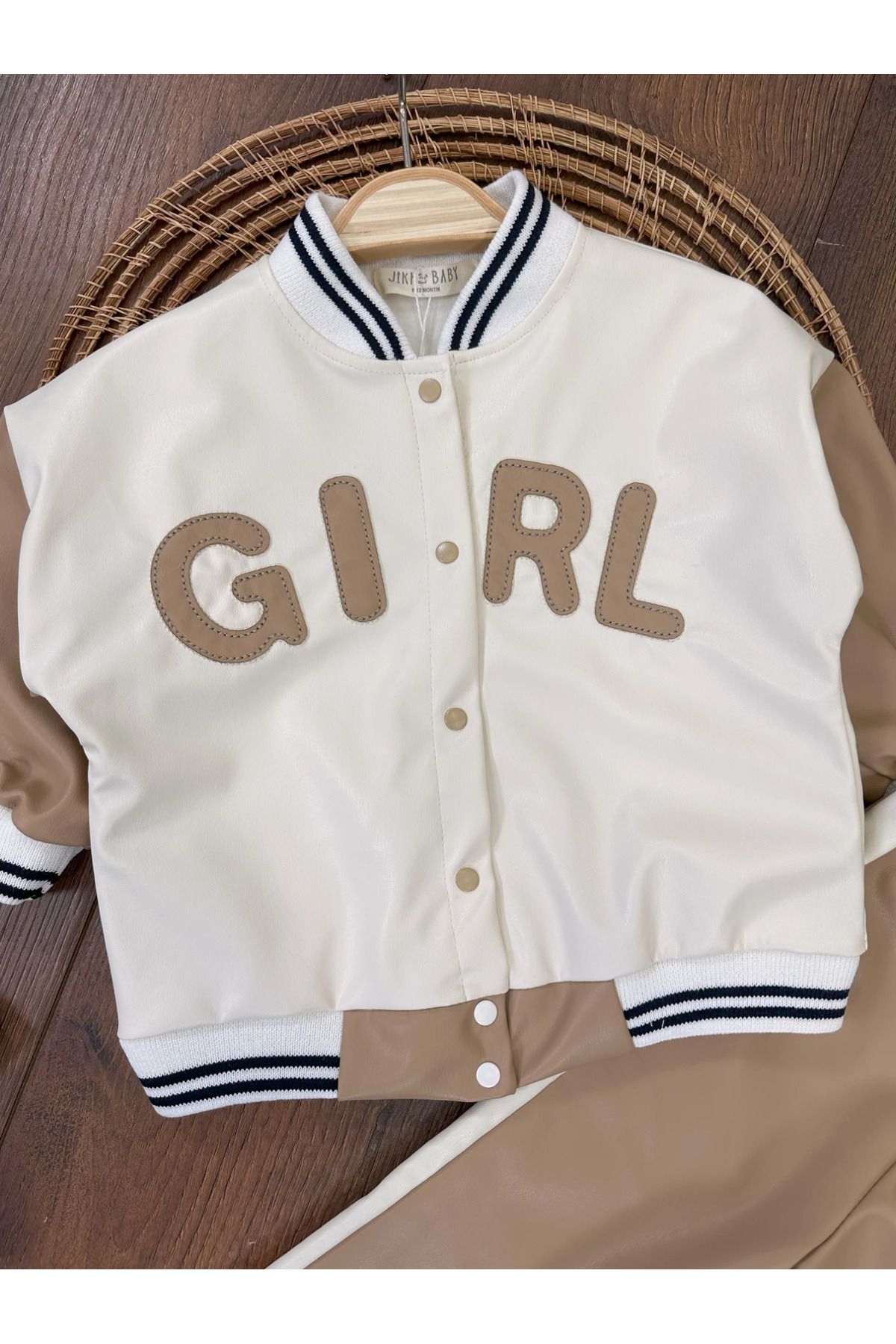 Bolly Baby-Artificial Leather Set (YAPAY-SUNİ) Girl Detailed Cotton Lined College Baby Girl Set 3